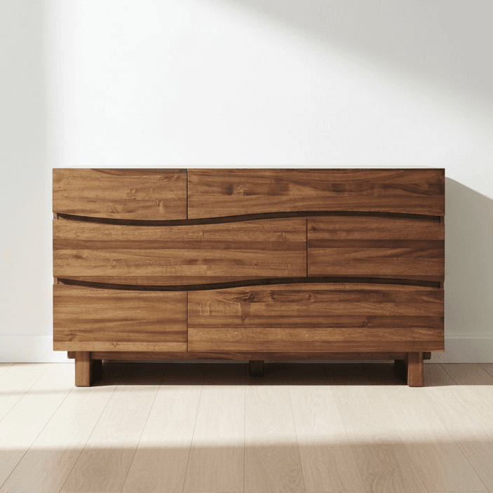 Modus Ocean Six Drawer Solid Wood Dresser Chest & Mirror Natural Sengon 3 FFE-1514 - Thumbnail 2