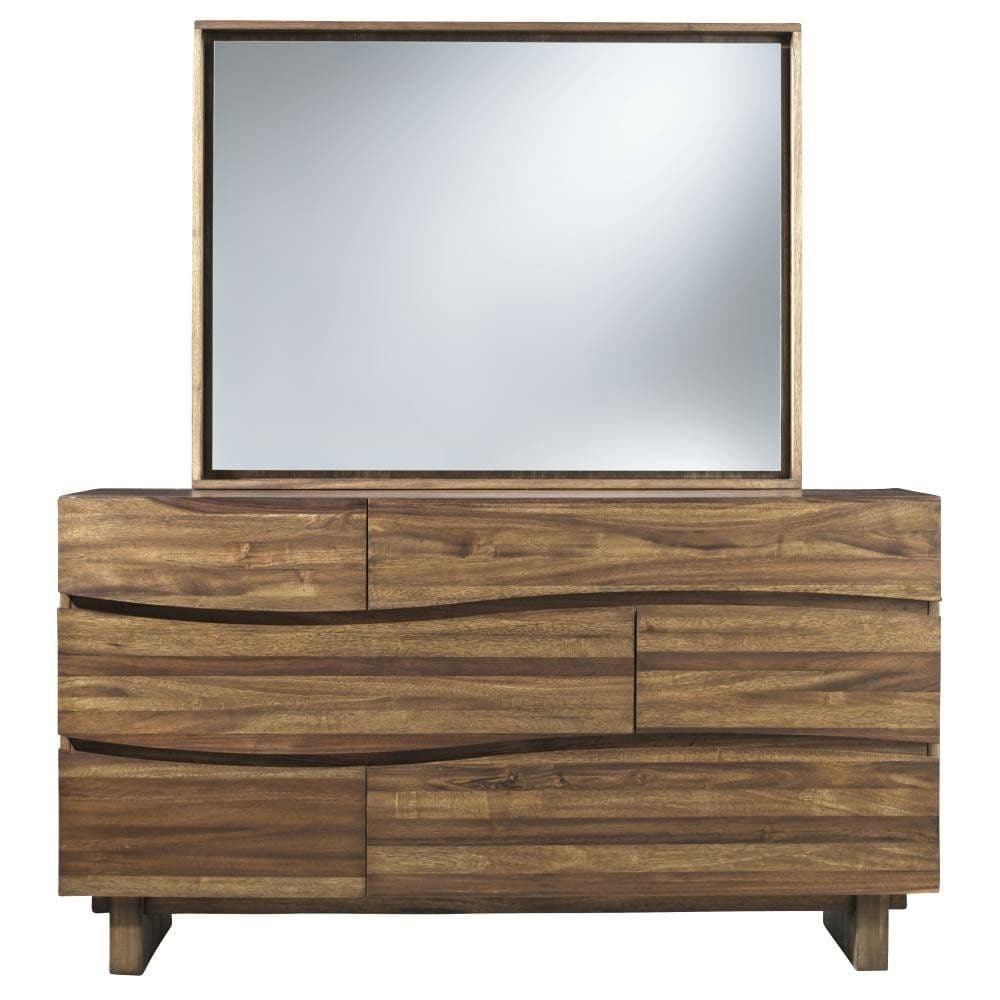 Modus Ocean Six Drawer Solid Wood Dresser Chest & Mirror Natural Sengon 3 FFE-1514 - Thumbnail 3