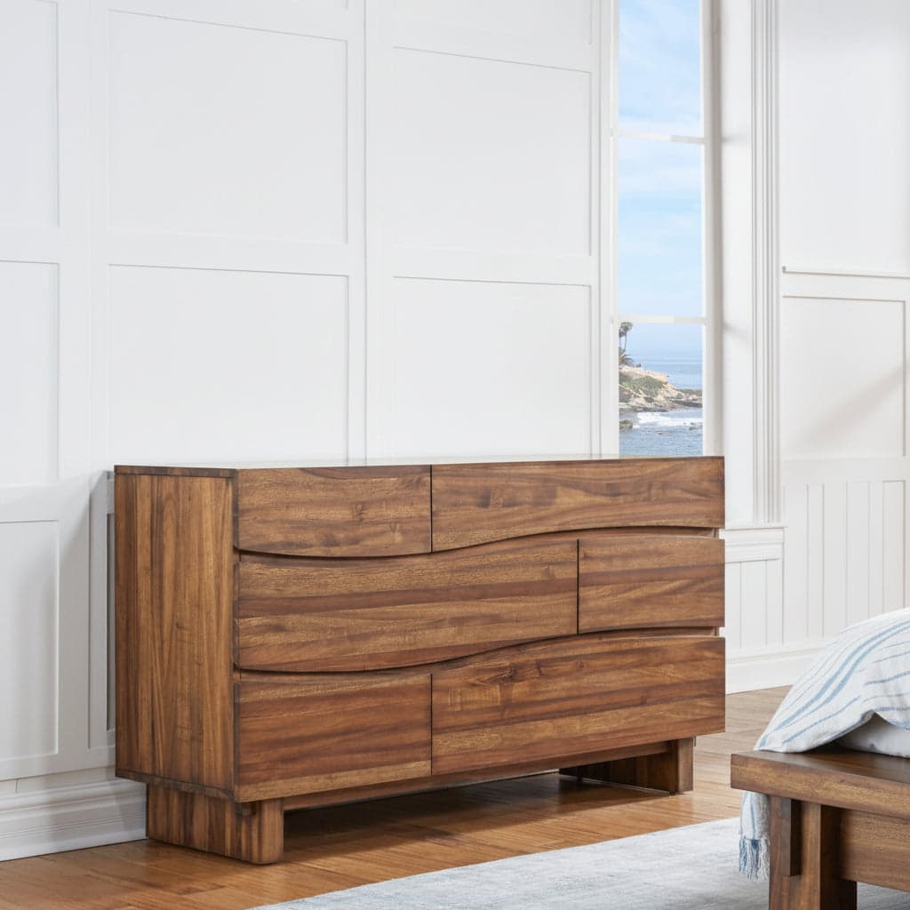 Modus Ocean Six Drawer Solid Wood Dresser Chest & Mirror Natural Sengon 3 FFE-1514 - Thumbnail 4