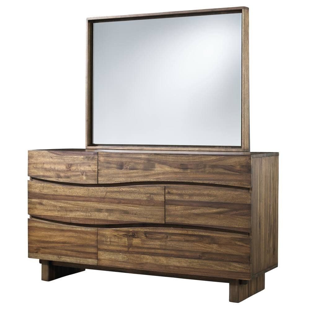 Modus Ocean Six Drawer Solid Wood Dresser Chest & Mirror Natural Sengon 3 FFE-1514