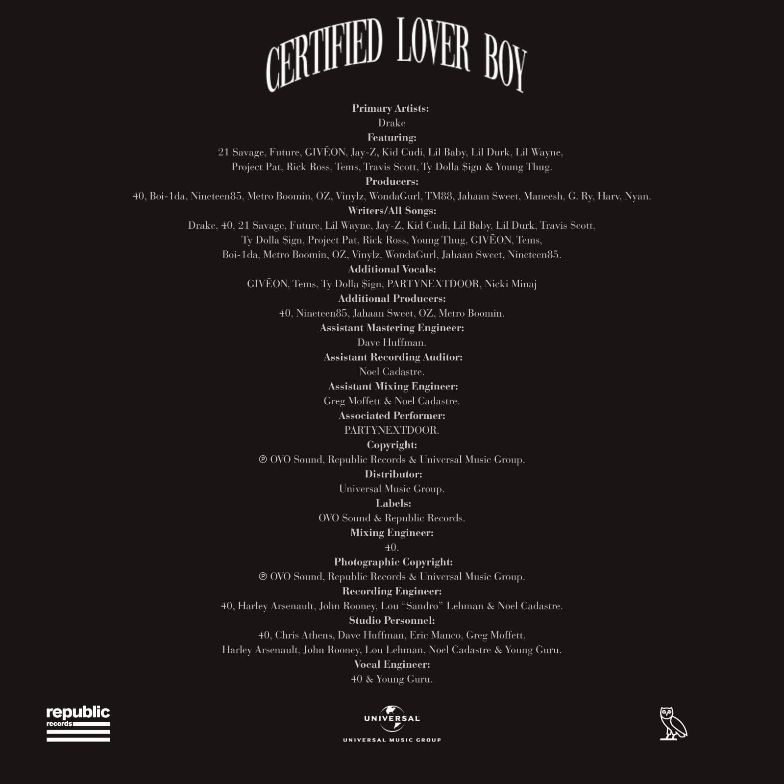 Drake - Certified Lover Boy CD Album (Republic Records) - Thumbnail 2