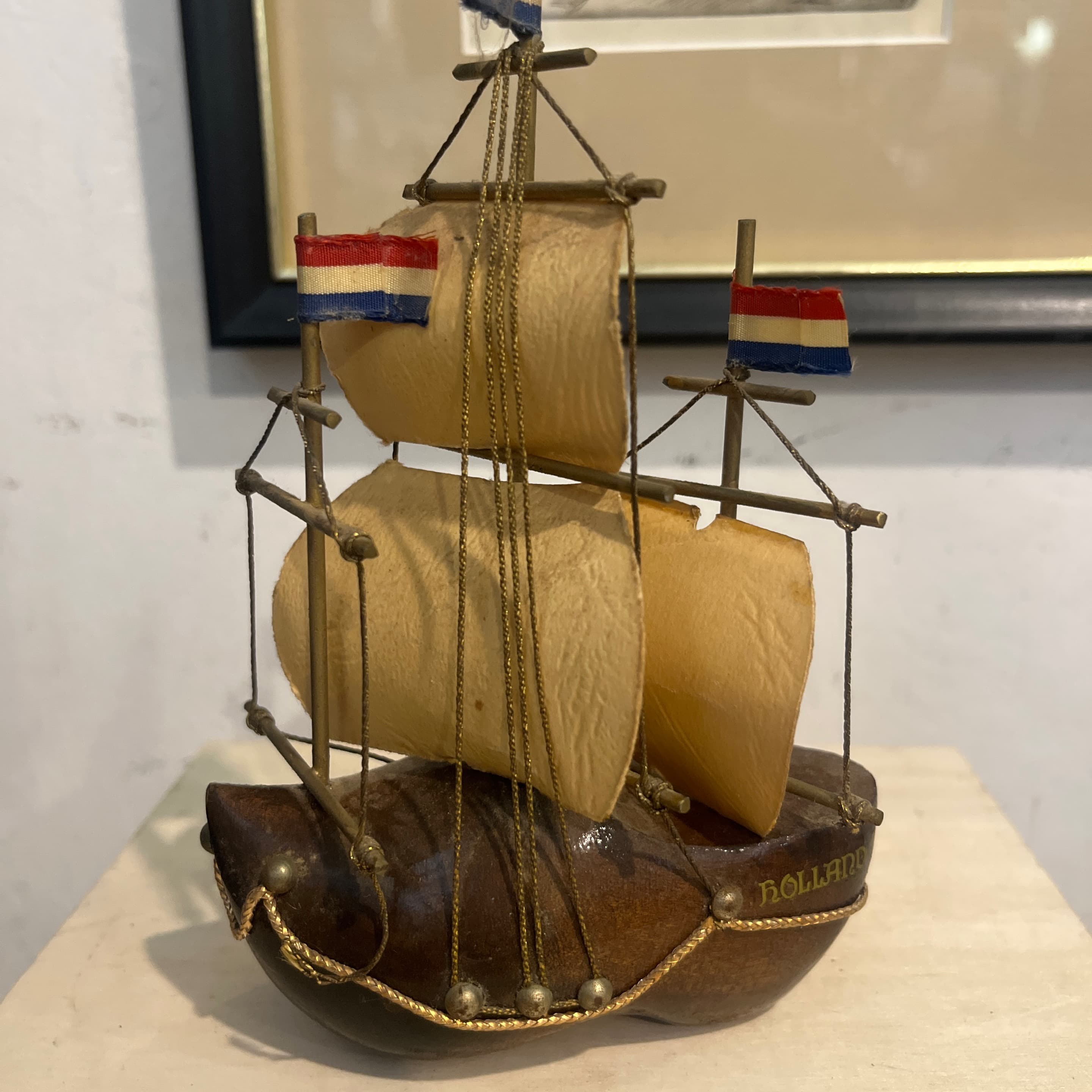 Vintage Dutch Ship Model Wooden Clog - Regular