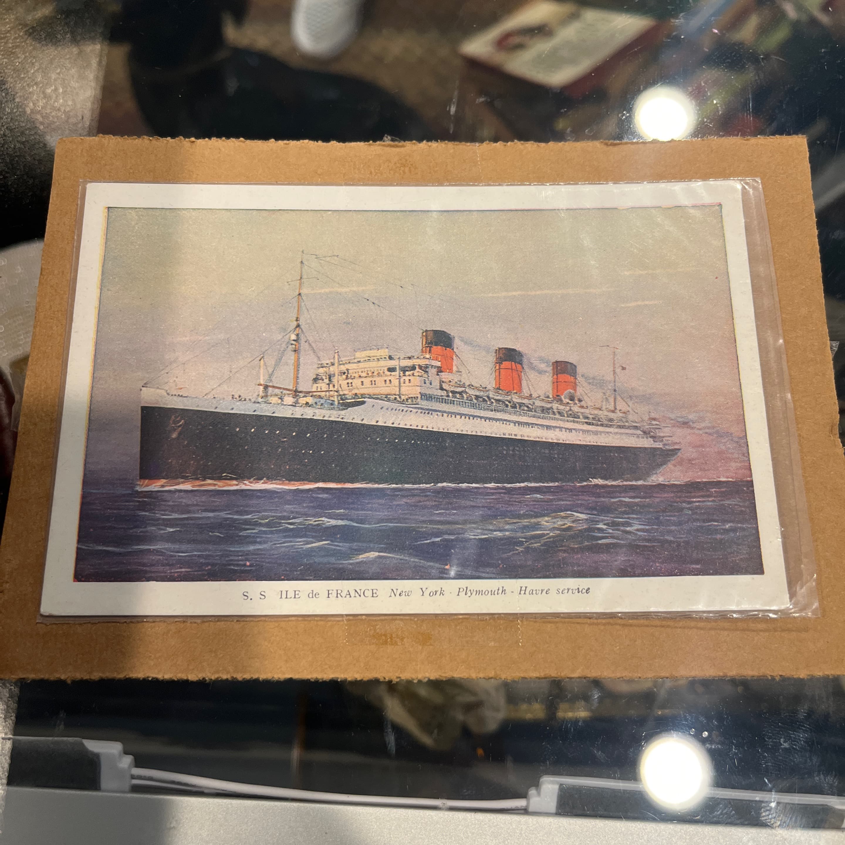 SS Ile de France postcard ship - Regular