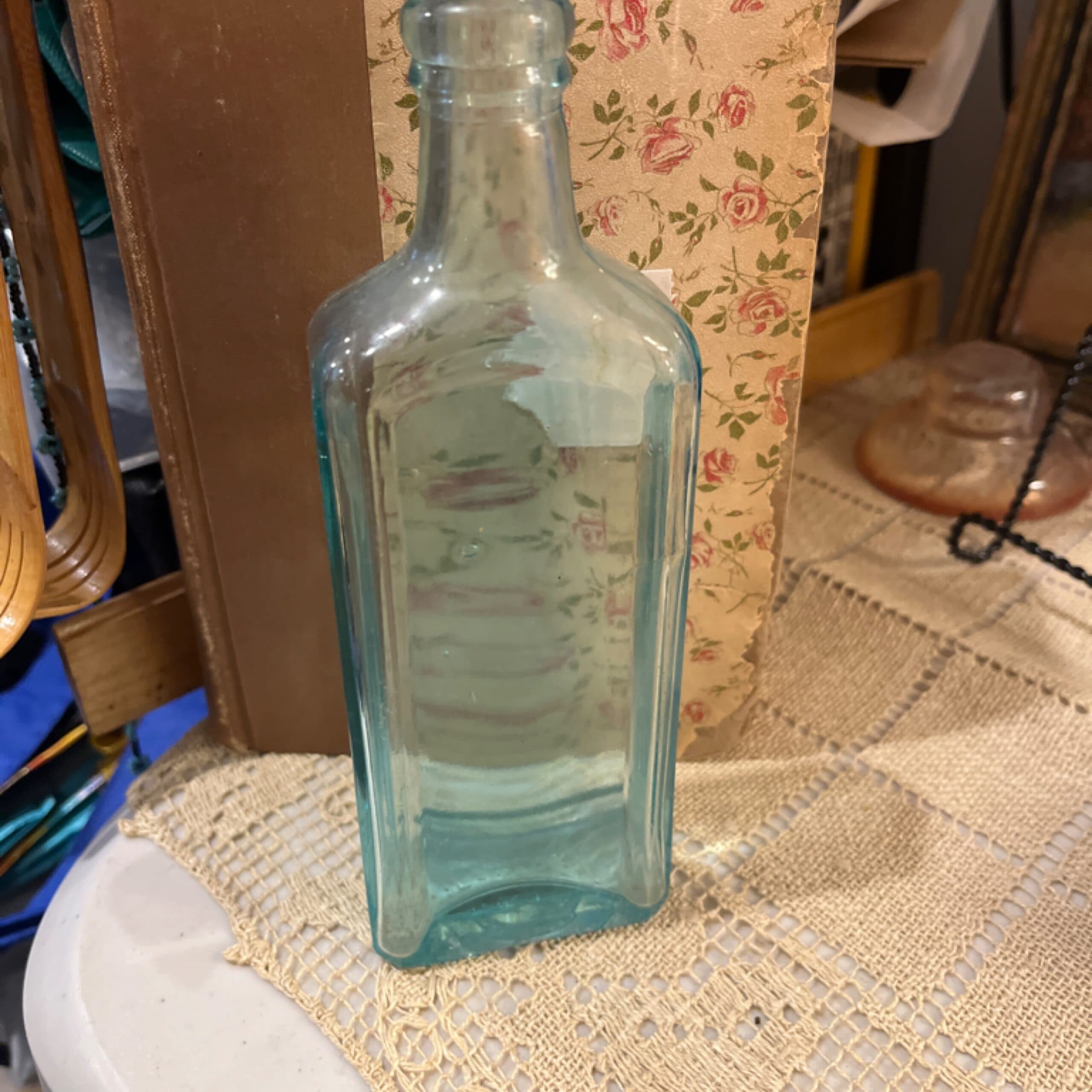 Antique Aqua Colored Glass Bottle 941 - Regular