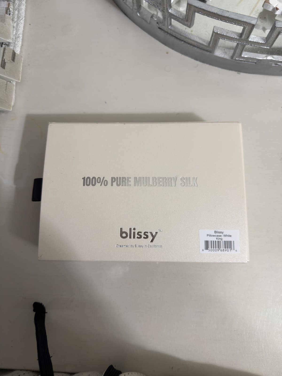 NWOB $110 BLISSY Mulberry Silk Pillowcase KING Ash Blue - Thumbnail 2