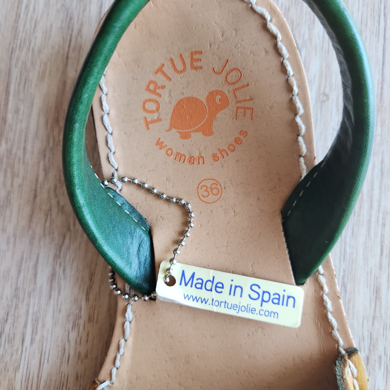 NWoB Tortue Jolie Leather Menorcan Sandal Peep Toe Slingback Yellow Green EU36 - Thumbnail 6