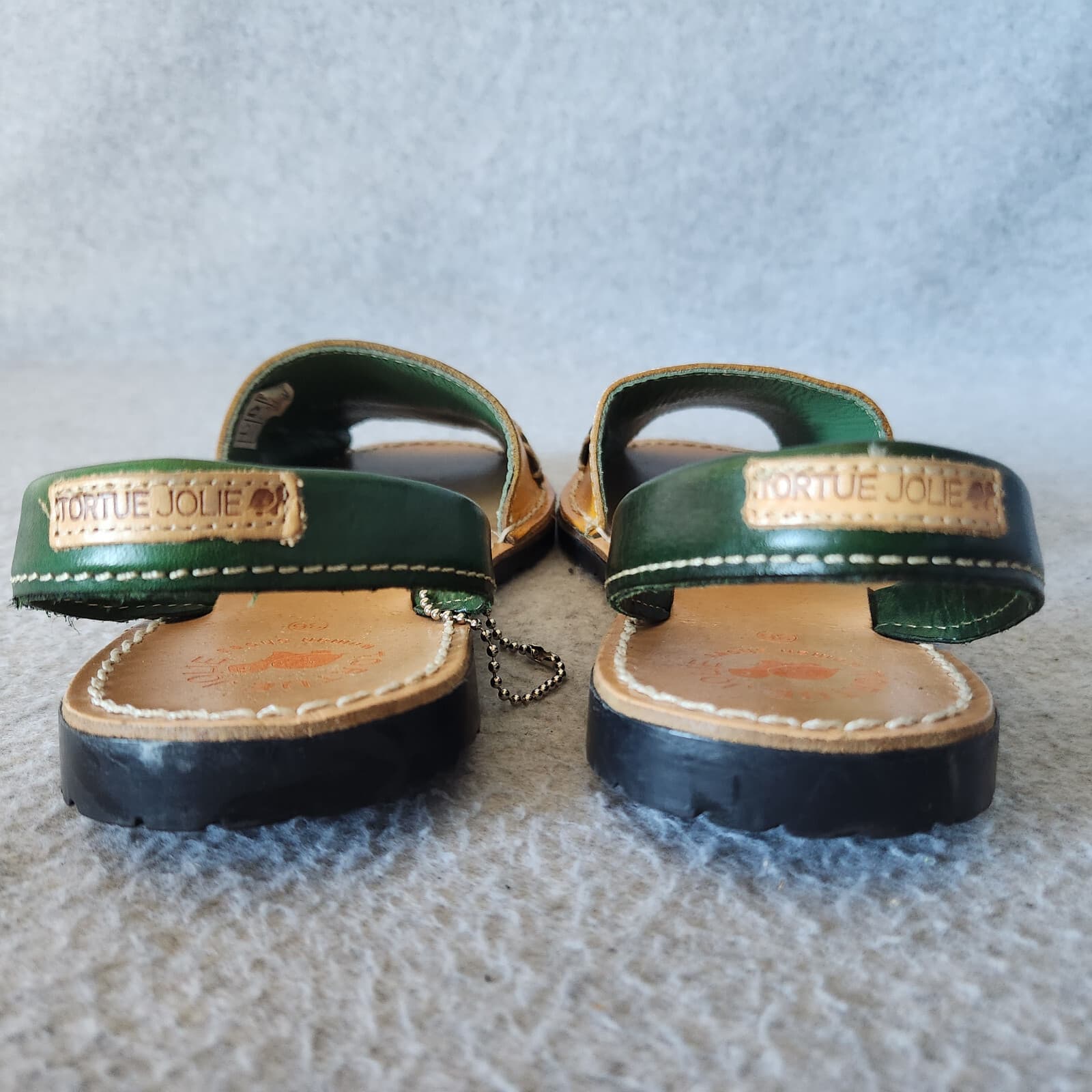 NWoB Tortue Jolie Leather Menorcan Sandal Peep Toe Slingback Yellow Green EU36 - Thumbnail 8
