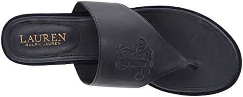 NWoB Lauren Ralph Lauren Deandra-SN-CSL Flat Sandal Thong Black Leather US6B - Thumbnail 2