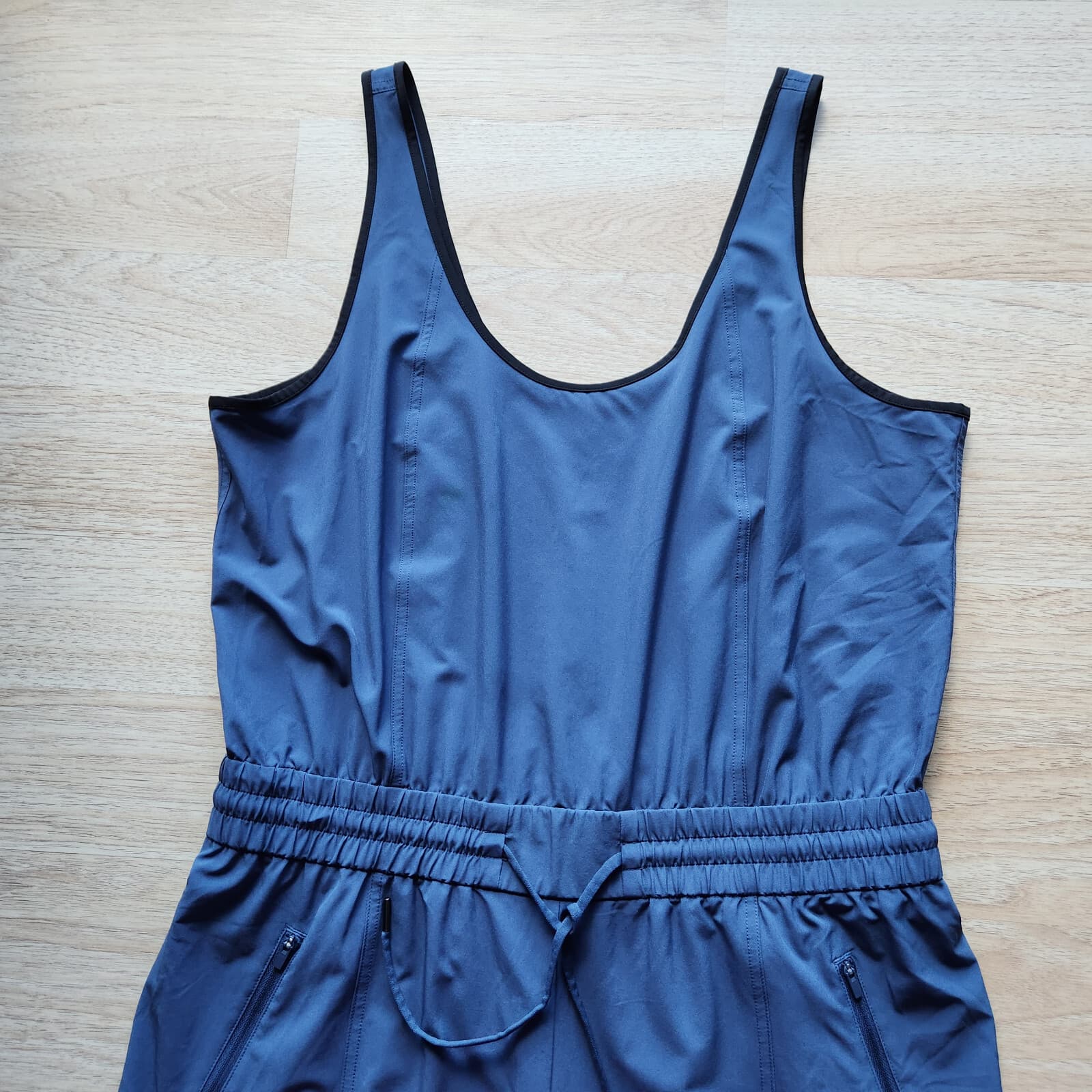 Athleta Iron Blue Unbound Jumpsuit Travel Commute Cargo Pocket Sleeveless Sz.L - Thumbnail 7