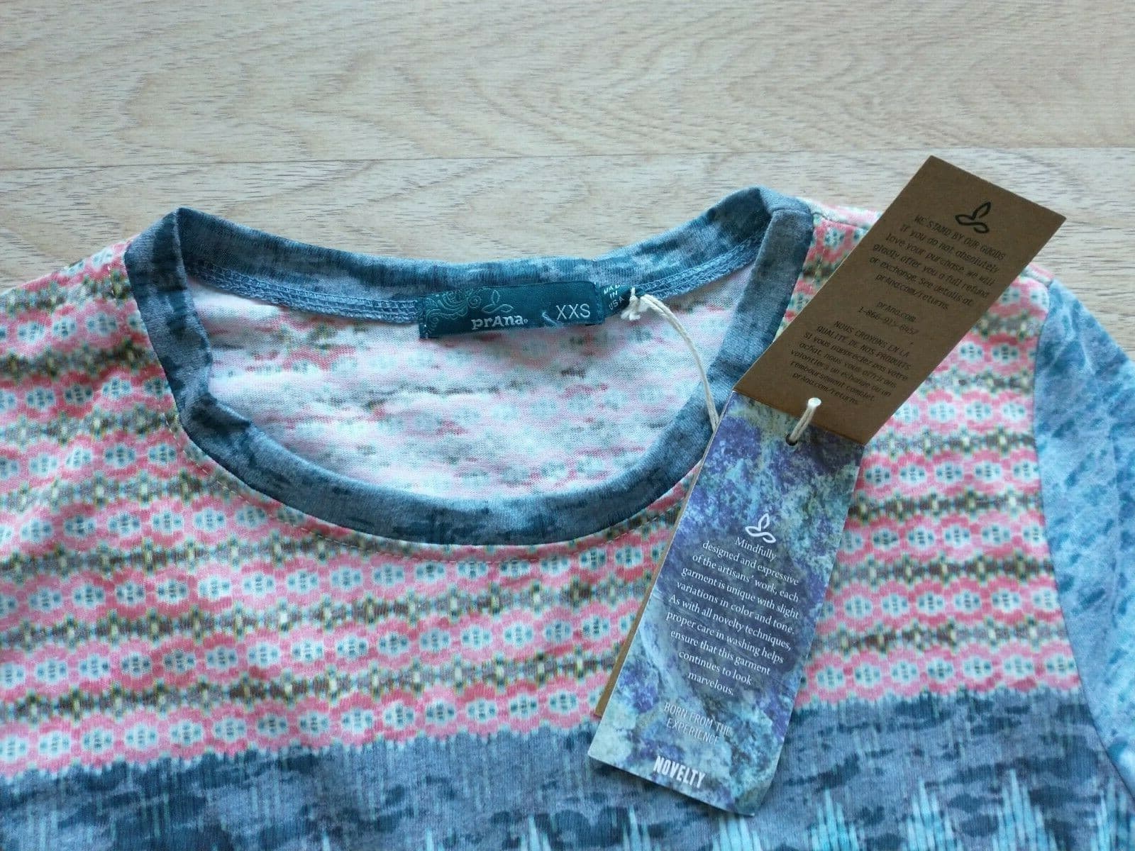 PrAna NWT Novelty Women T-Shirt Top Long Sleeve Geo-Print Multicolor Sz.XXS - Thumbnail 7
