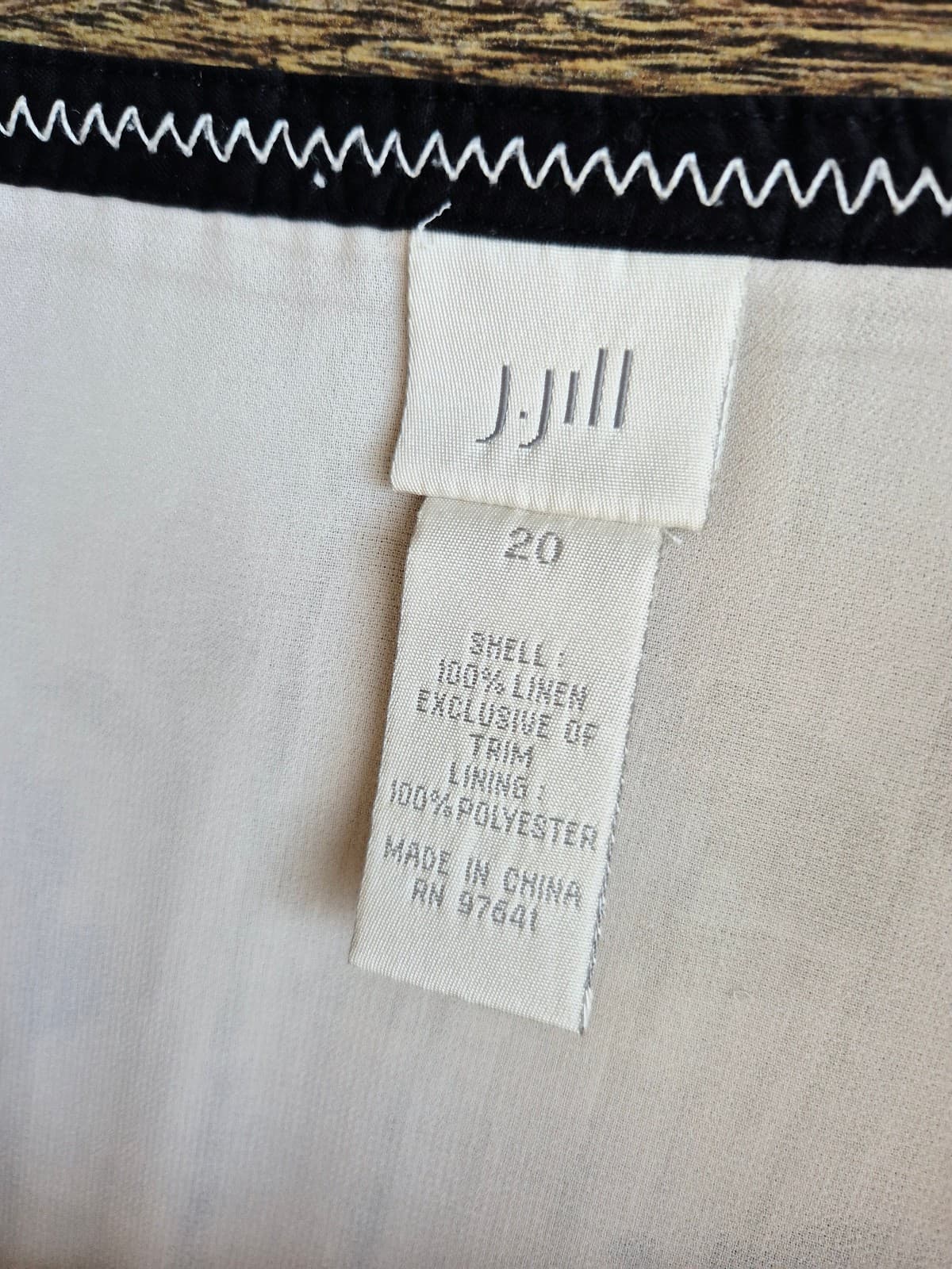 Vintage J.Jill 100% Linen Botanical Midi Wrap Skirt Button Lined Beige Womens 20 - Thumbnail 7