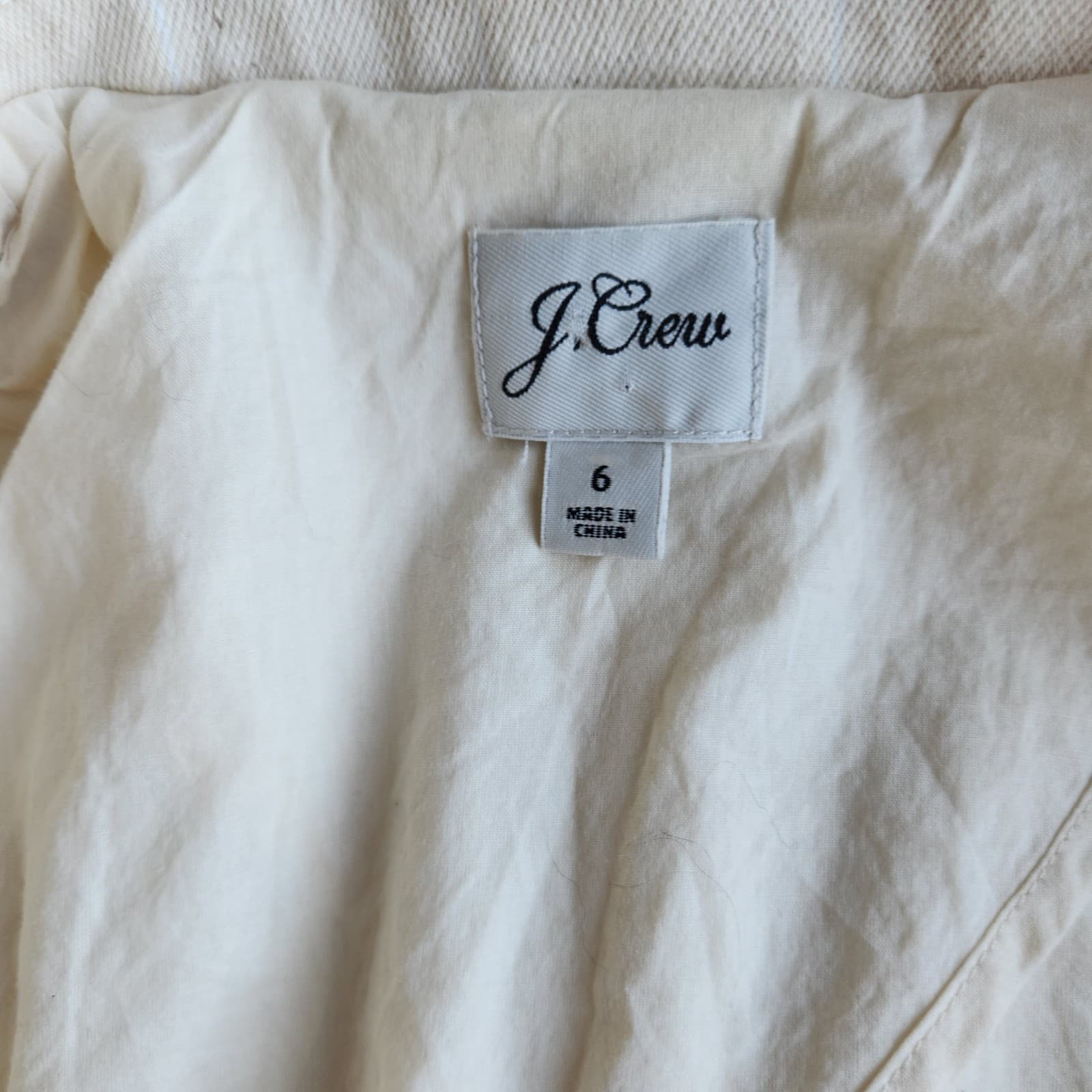 J.Crew Alfie Blazer Denim Stripe One Button Pocket Beige Cotton Women's 6 #BA437 - Thumbnail 11