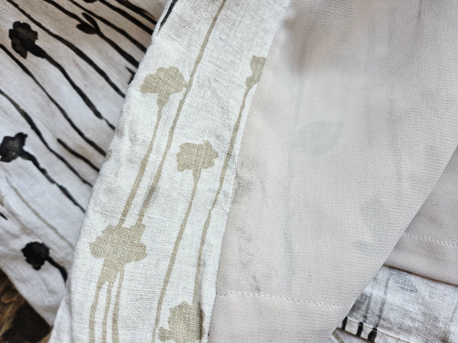 Vintage J.Jill 100% Linen Botanical Midi Wrap Skirt Button Lined Beige Womens 20 - Thumbnail 9