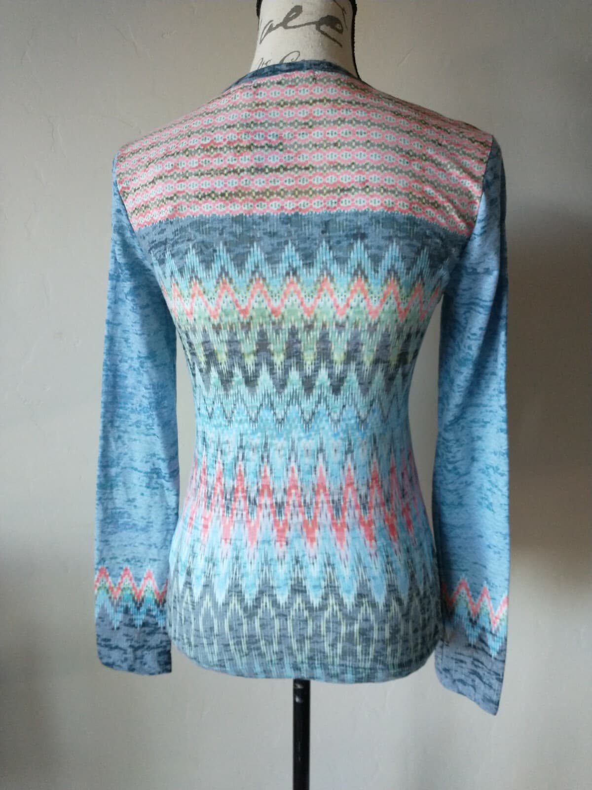 PrAna NWT Novelty Women T-Shirt Top Long Sleeve Geo-Print Multicolor Sz.XXS - Thumbnail 4