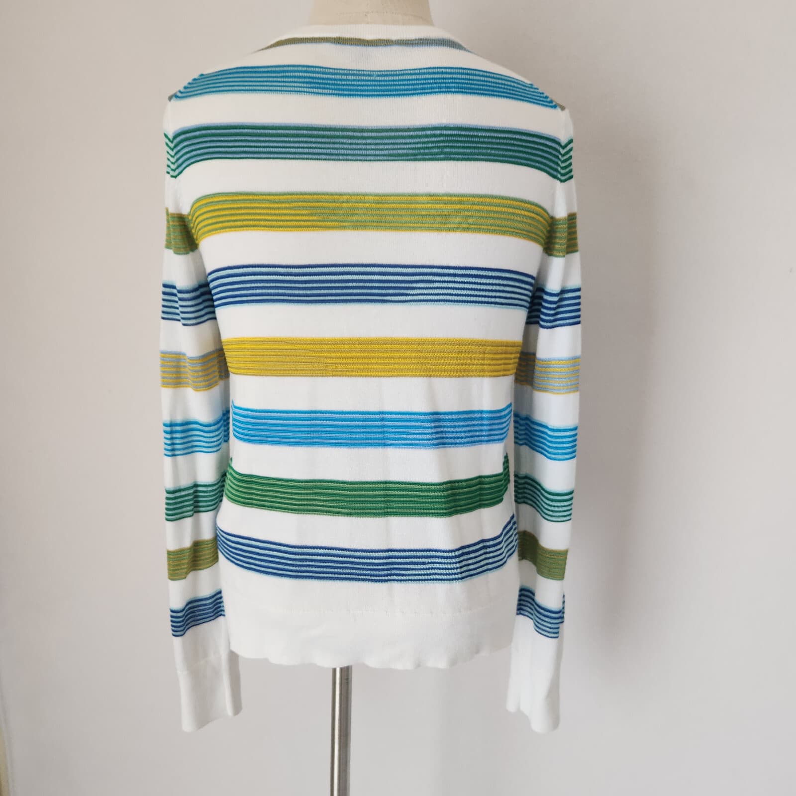 Brooks Brothers Crew Neck Cardigan Button Cotton Blend Multicolor Stripe Sz.M - Thumbnail 7