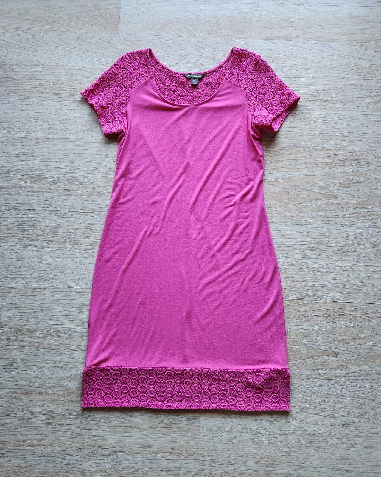 Tommy Bahama Tambour Eyelet Knit Mini Shift Dress Short Sleeve Pink Women's S - Thumbnail 4