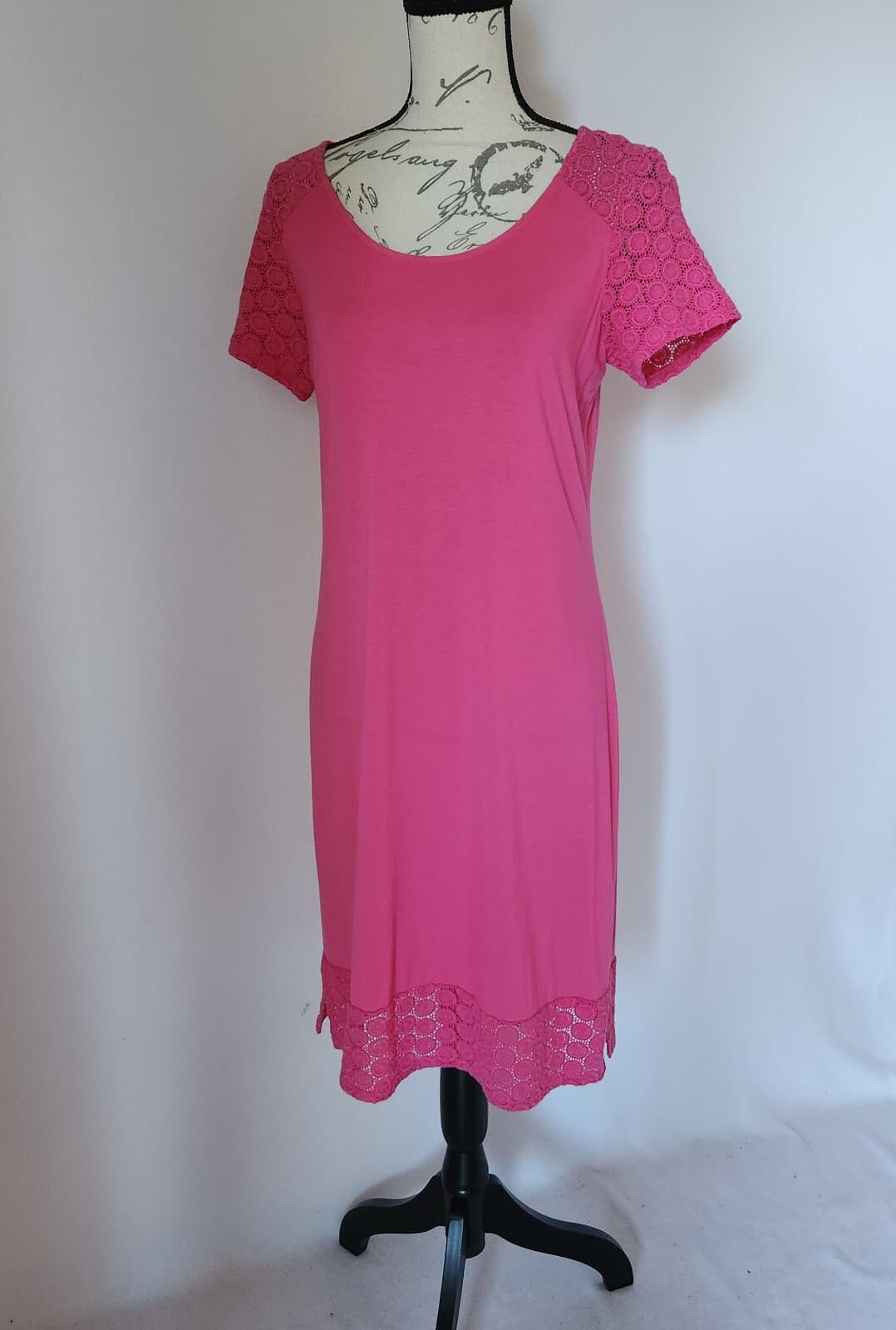 Tommy Bahama Tambour Eyelet Knit Mini Shift Dress Short Sleeve Pink Women's S - Thumbnail 3