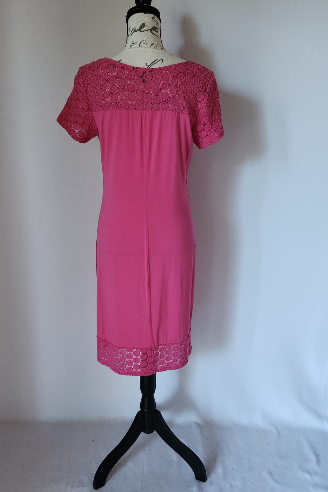 Tommy Bahama Tambour Eyelet Knit Mini Shift Dress Short Sleeve Pink Women's S - Thumbnail 7