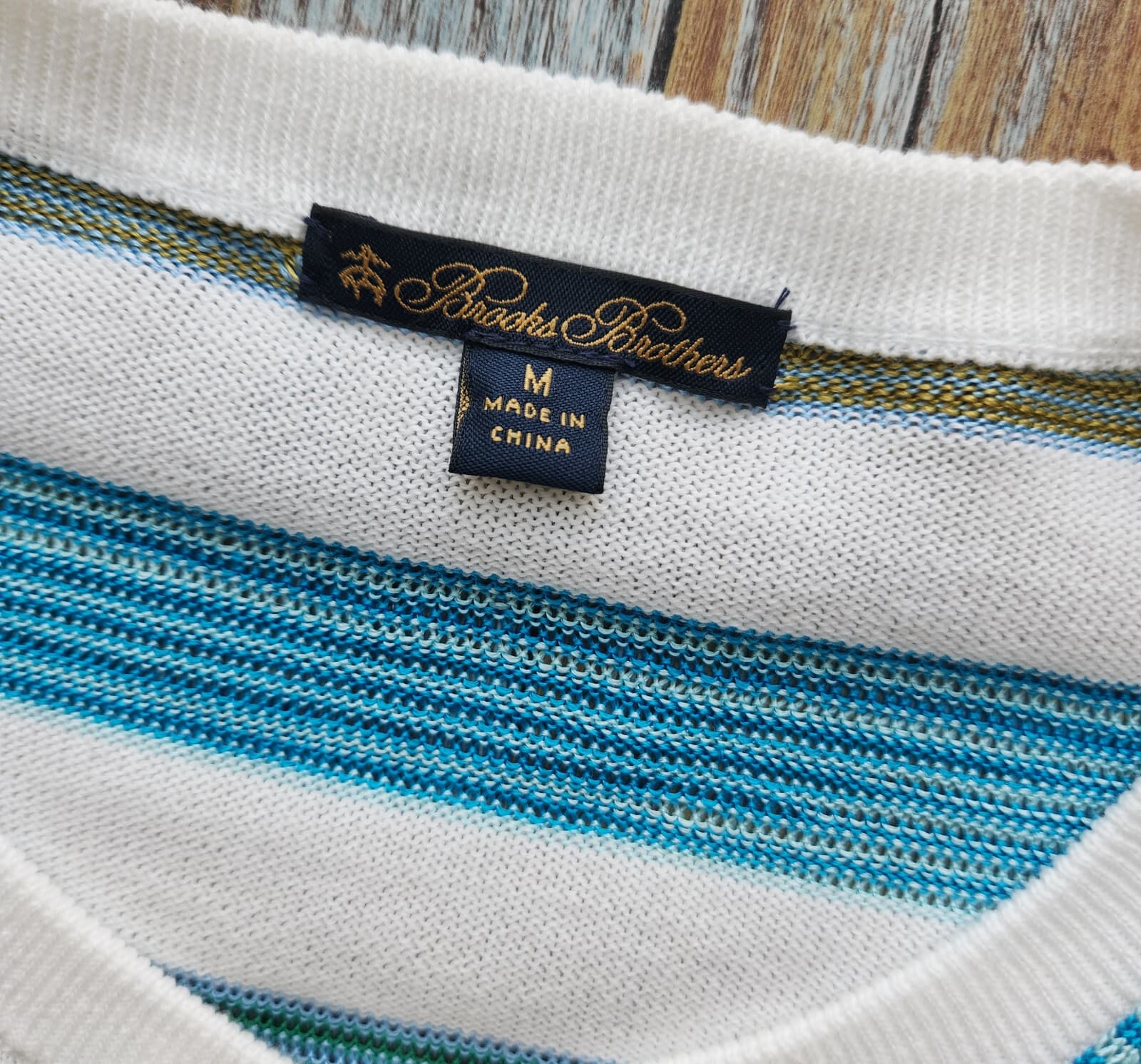 Brooks Brothers Crew Neck Cardigan Button Cotton Blend Multicolor Stripe Sz.M - Thumbnail 9