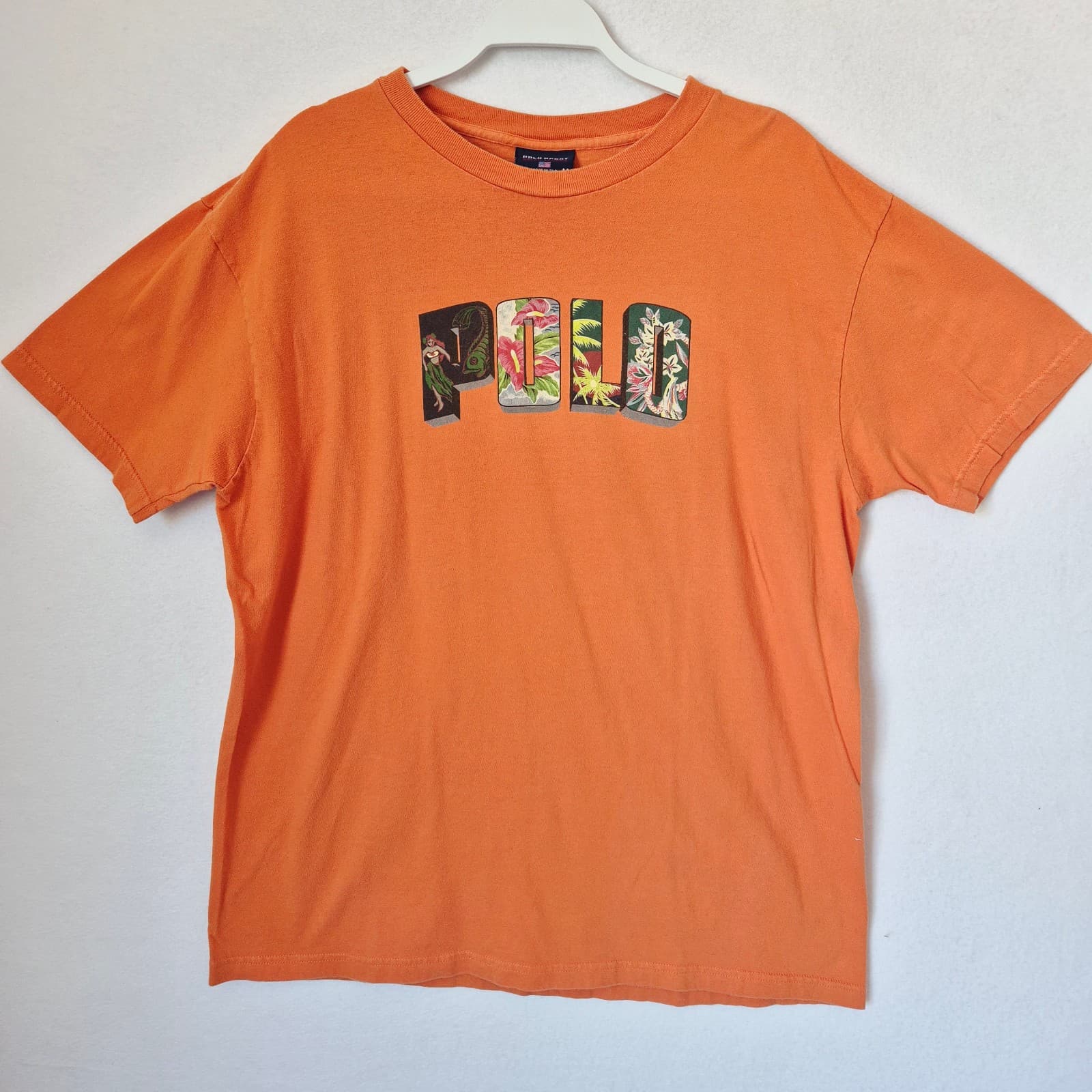 Vintage Polo Sport Ralph Lauren Made in USA Hawaii Spellout Crew T-Shirt Men's M - Thumbnail 2