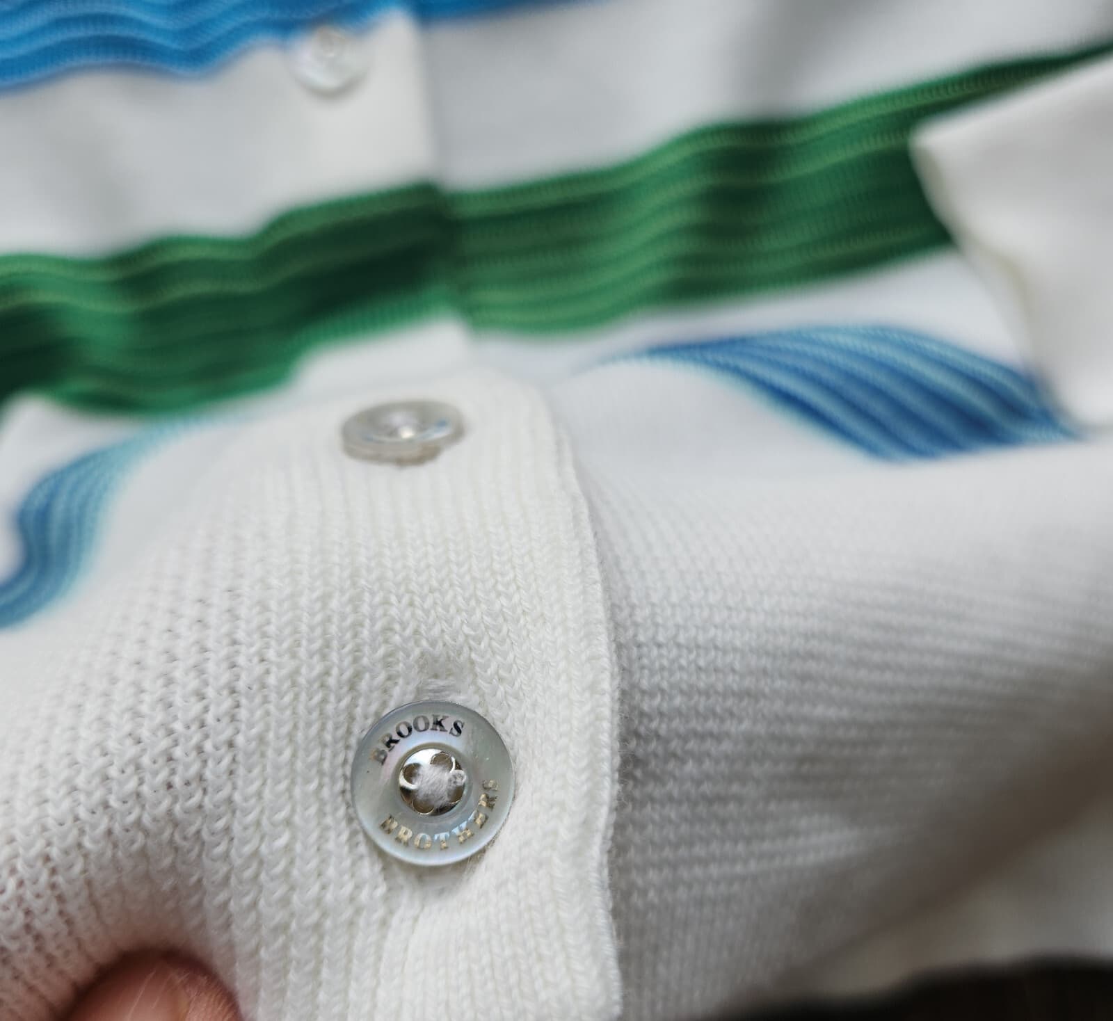 Brooks Brothers Crew Neck Cardigan Button Cotton Blend Multicolor Stripe Sz.M - Thumbnail 8