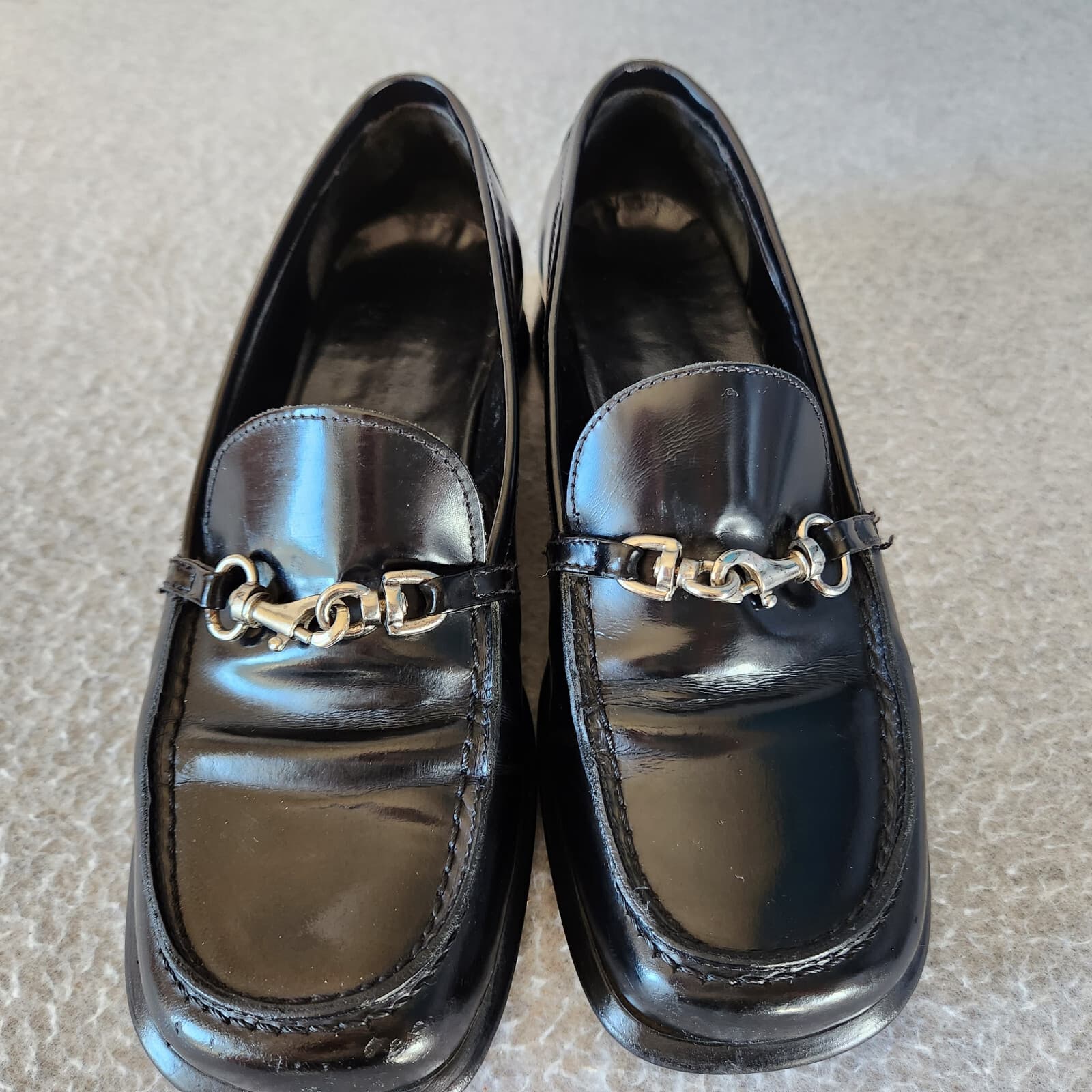 Coach Cherie Black Leather Horse Bit Loafer Slip-On Square Toe Women US5.5B - Thumbnail 3