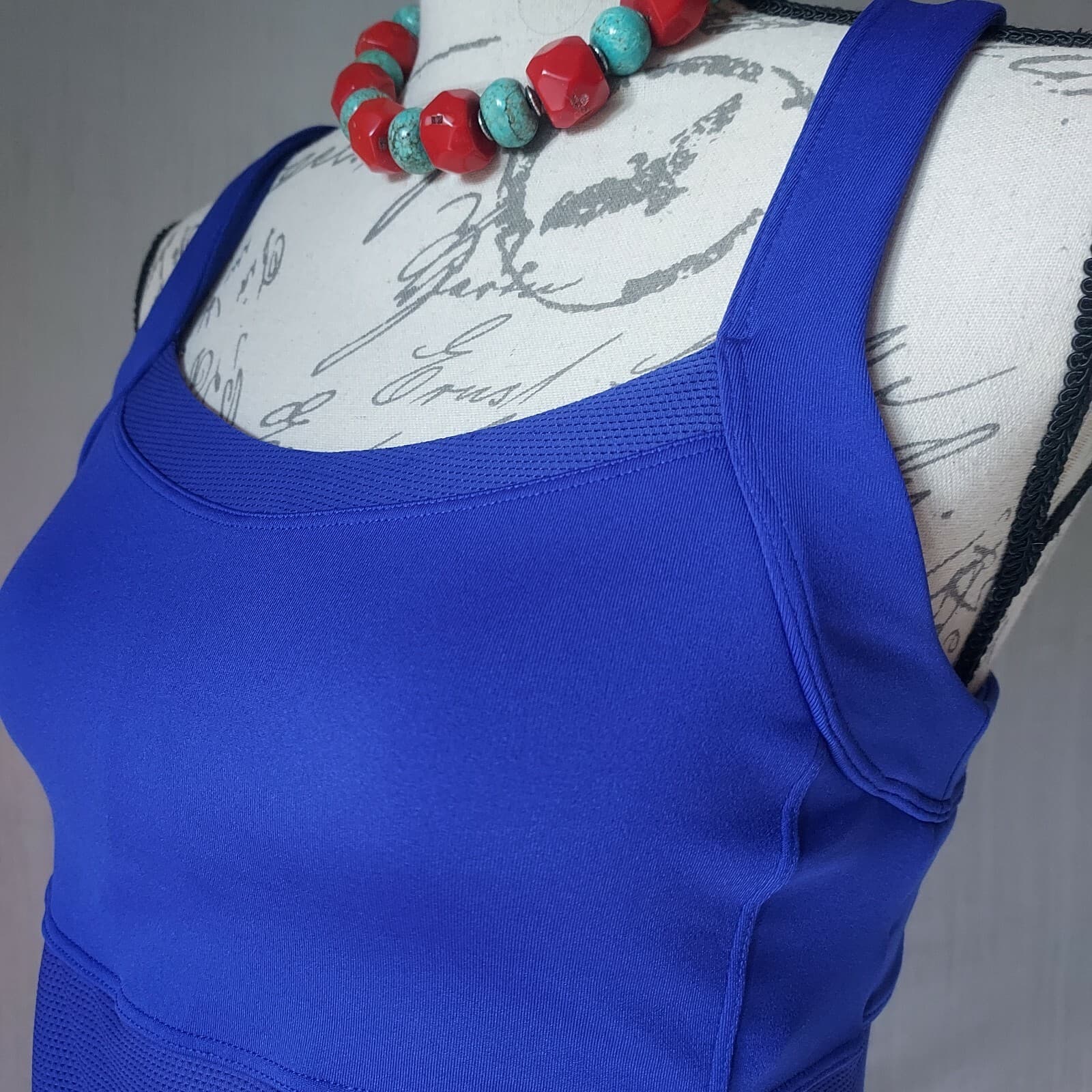 ATHLETA Miles Tank Top Mesh Built in Bra Racerback Purple-Blue Women Sz.M - Thumbnail 4