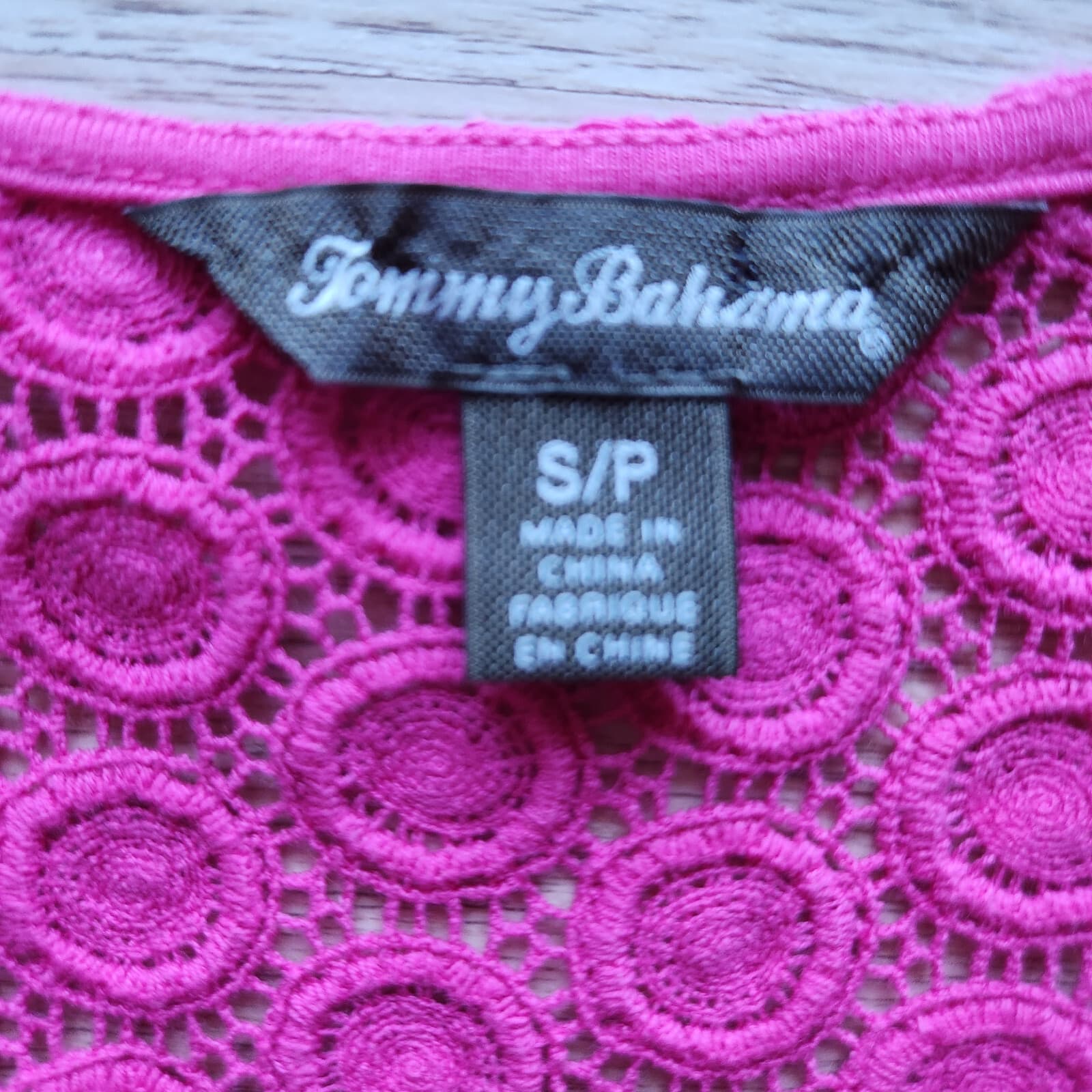 Tommy Bahama Tambour Eyelet Knit Mini Shift Dress Short Sleeve Pink Women's S - Thumbnail 9