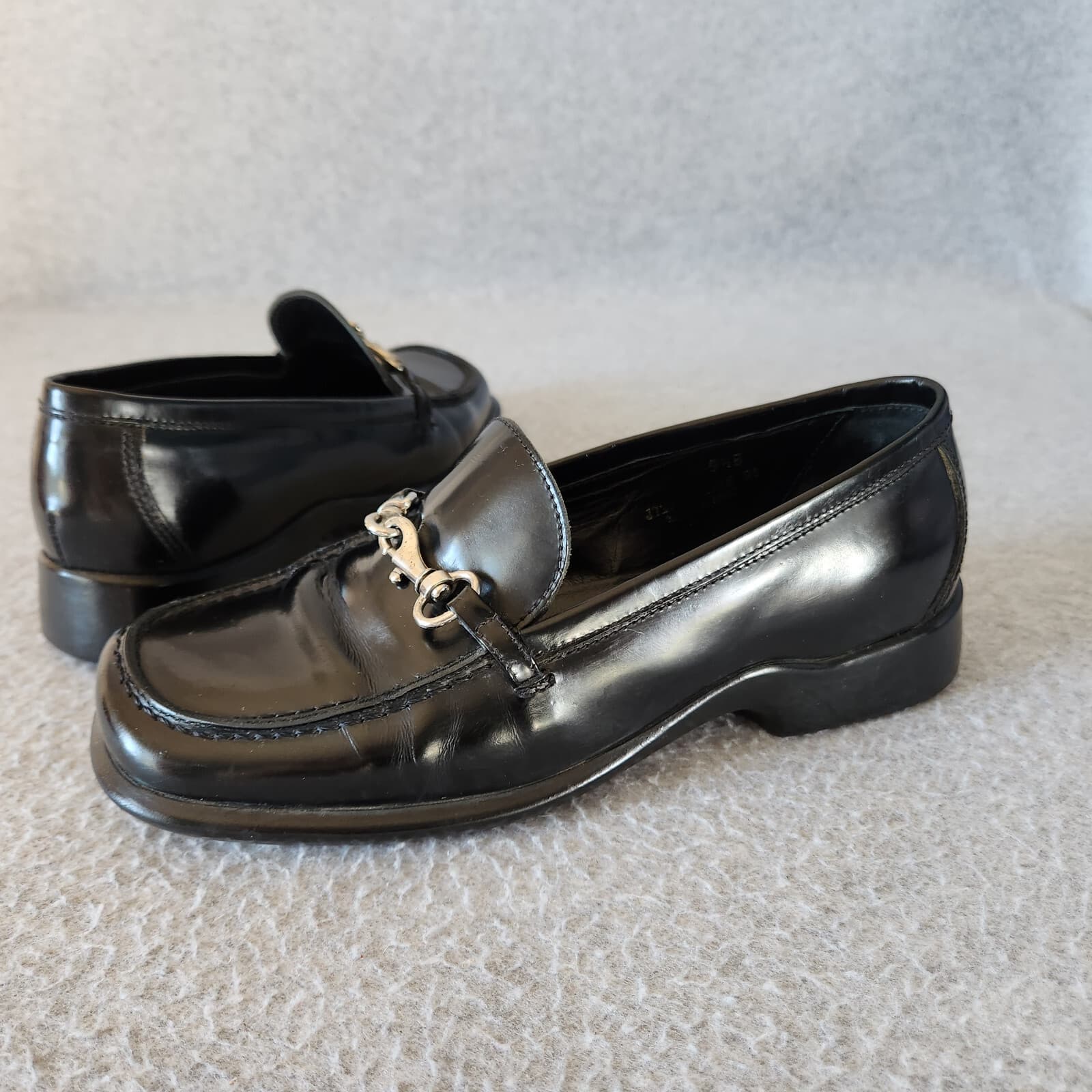 Coach Cherie Black Leather Horse Bit Loafer Slip-On Square Toe Women US5.5B - Thumbnail 4
