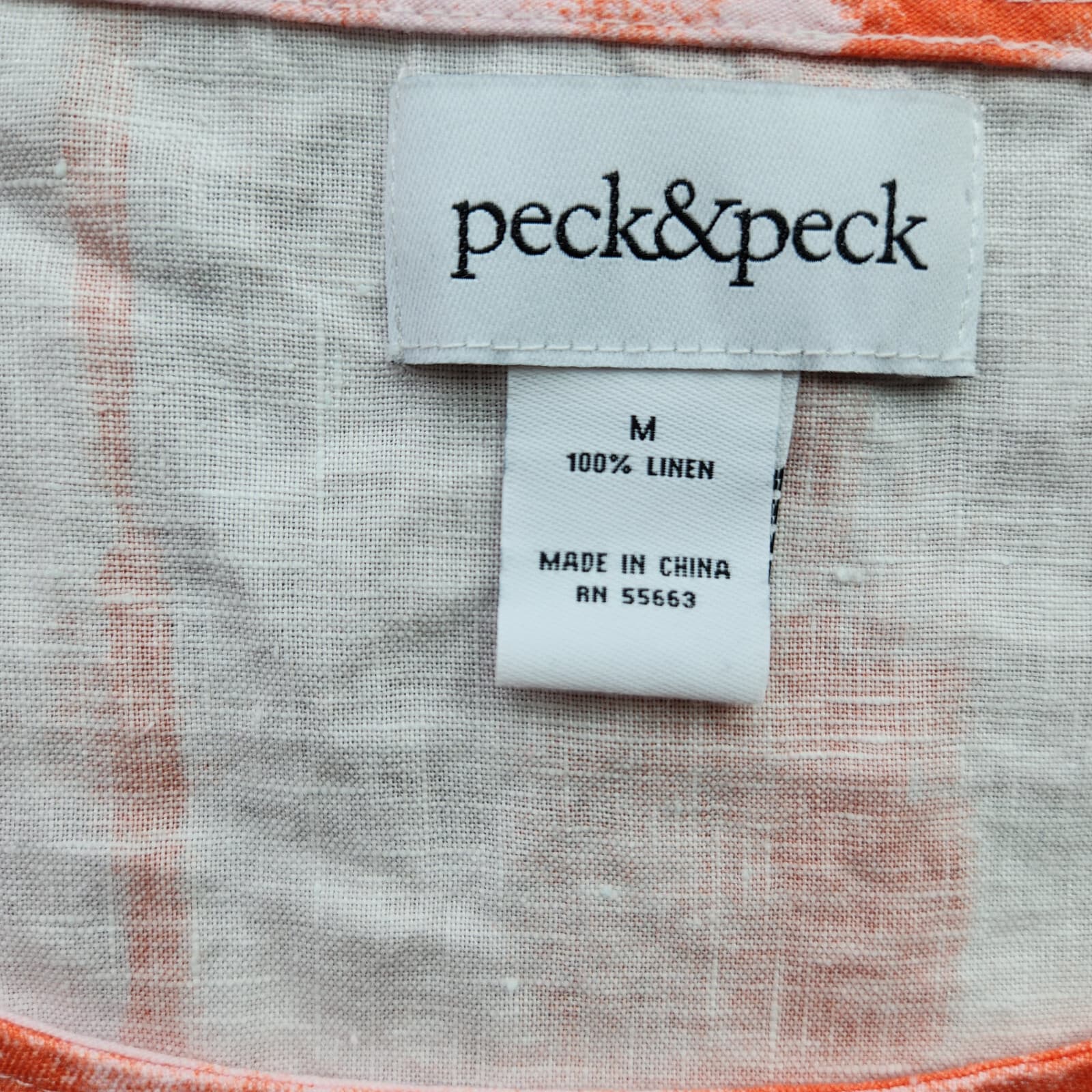 Peck & Peck 100% Linen Tunic Swing Tank Top Sleeveless Orange Pink Oversize M - Thumbnail 8