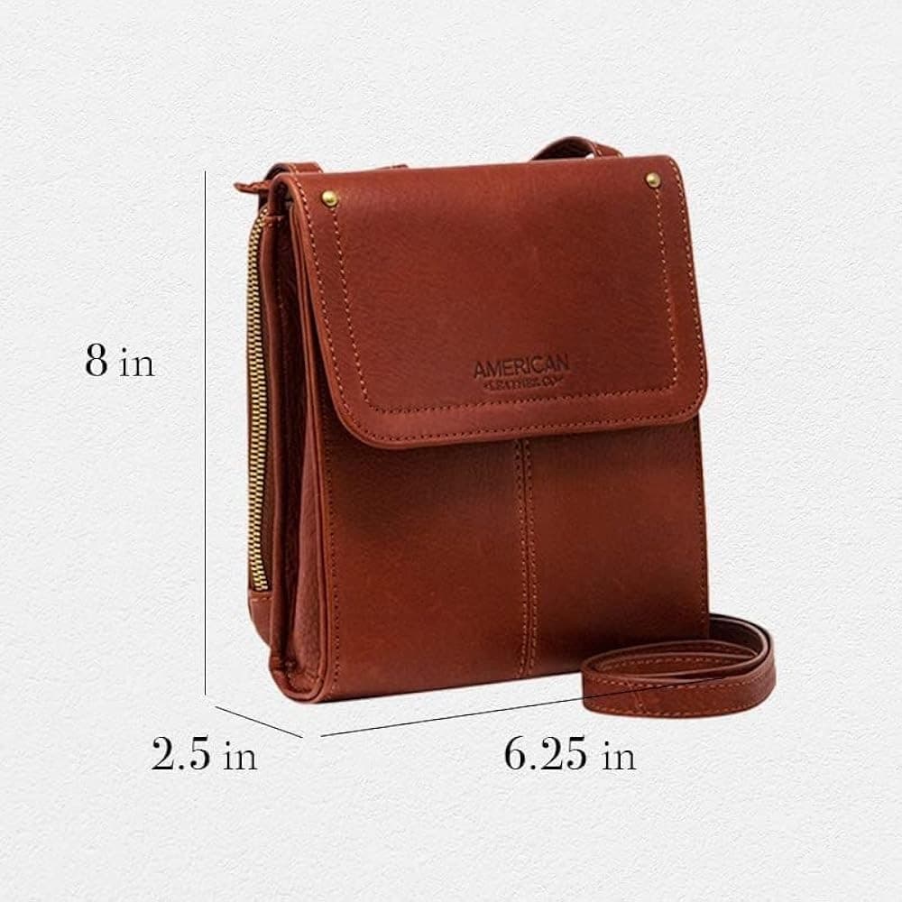 American Leather Co. Black Leather Kansas Travel Organizer Crossbody Bag - Thumbnail 7