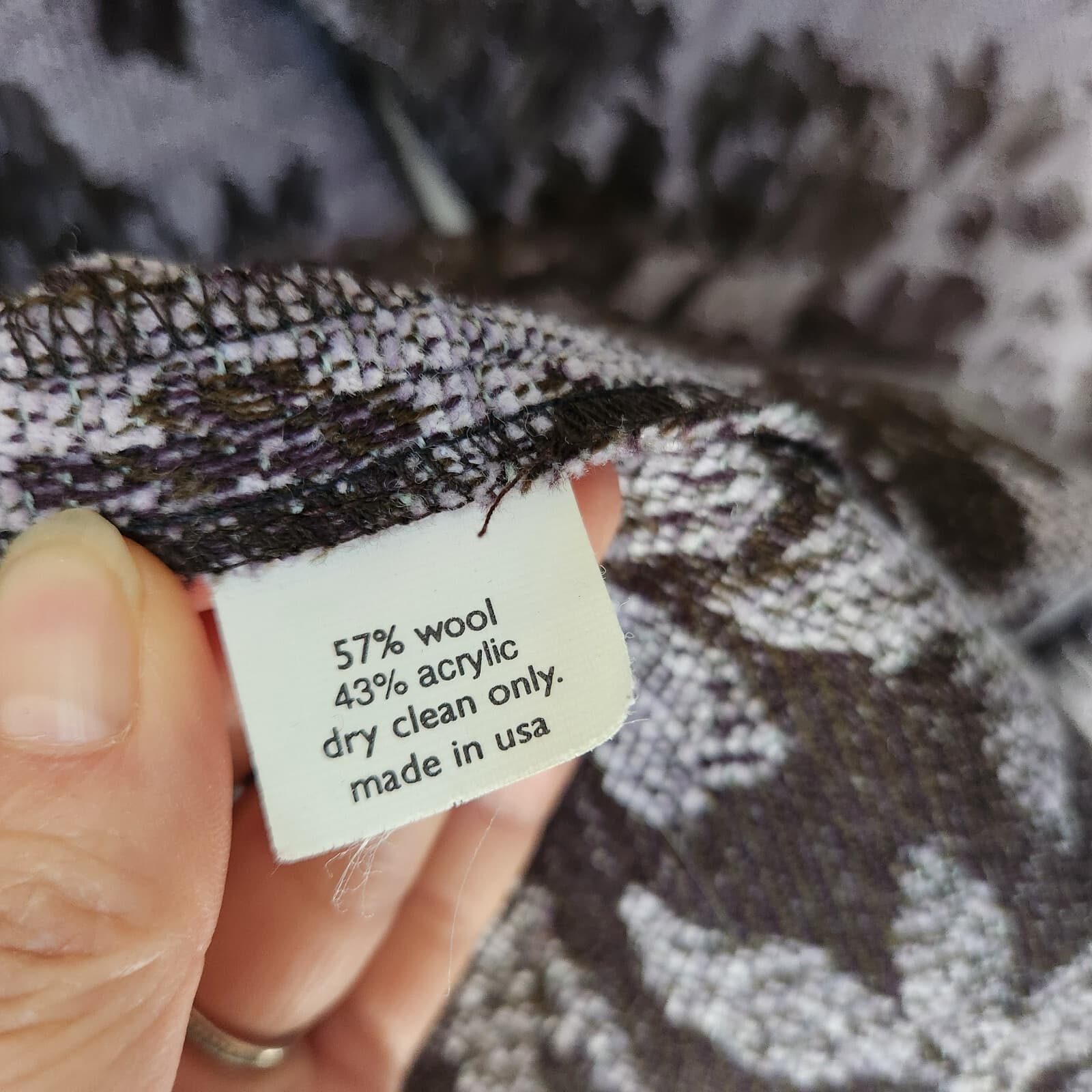 ohm Wool Blend Floral Jacquard Long-Line Jacket Snap Purple Brown Women's L USA - Thumbnail 10