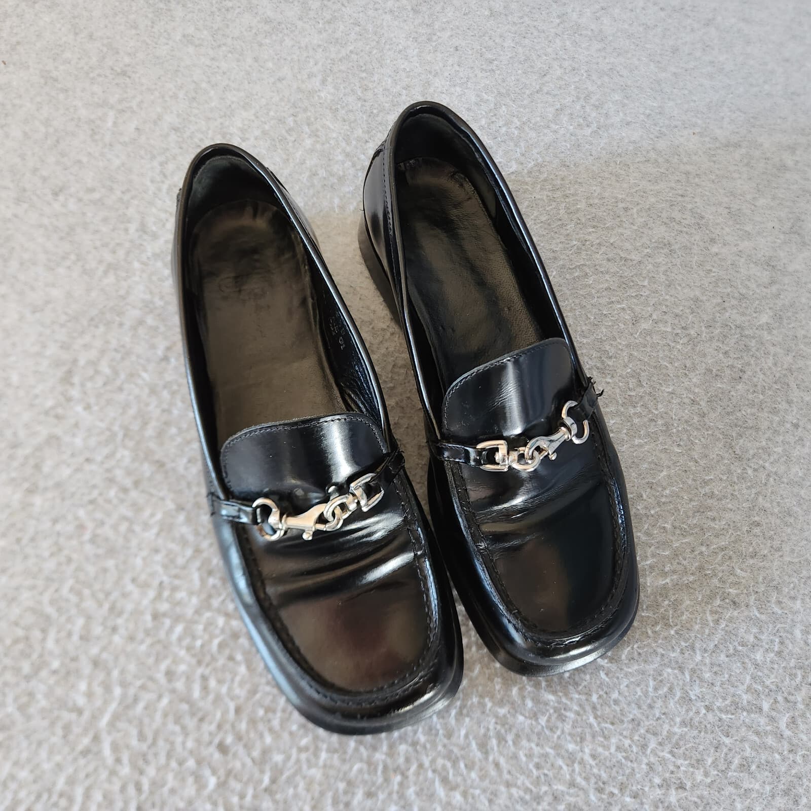 Coach Cherie Black Leather Horse Bit Loafer Slip-On Square Toe Women US5.5B - Thumbnail 2