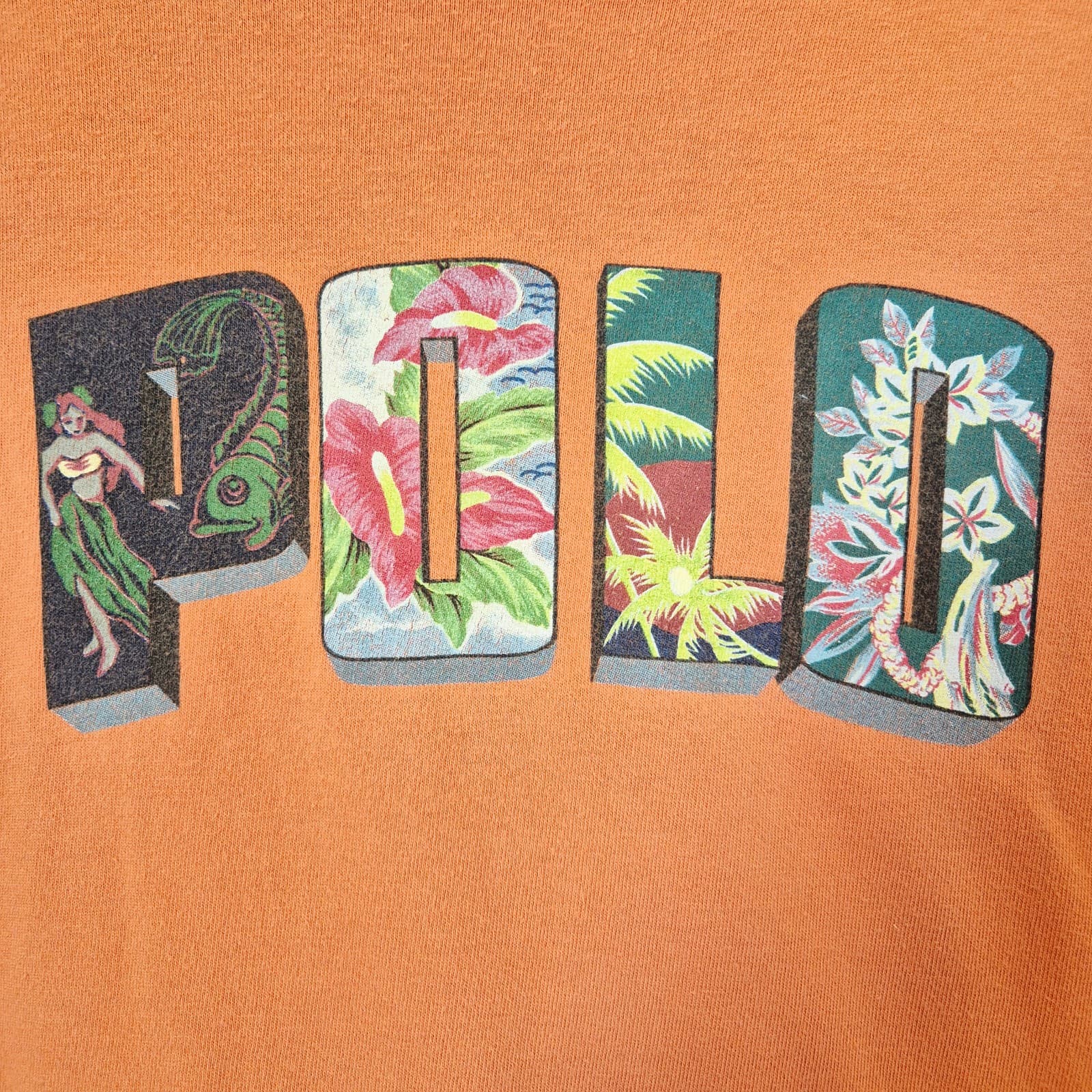 Vintage Polo Sport Ralph Lauren Made in USA Hawaii Spellout Crew T-Shirt Men's M - Thumbnail 3