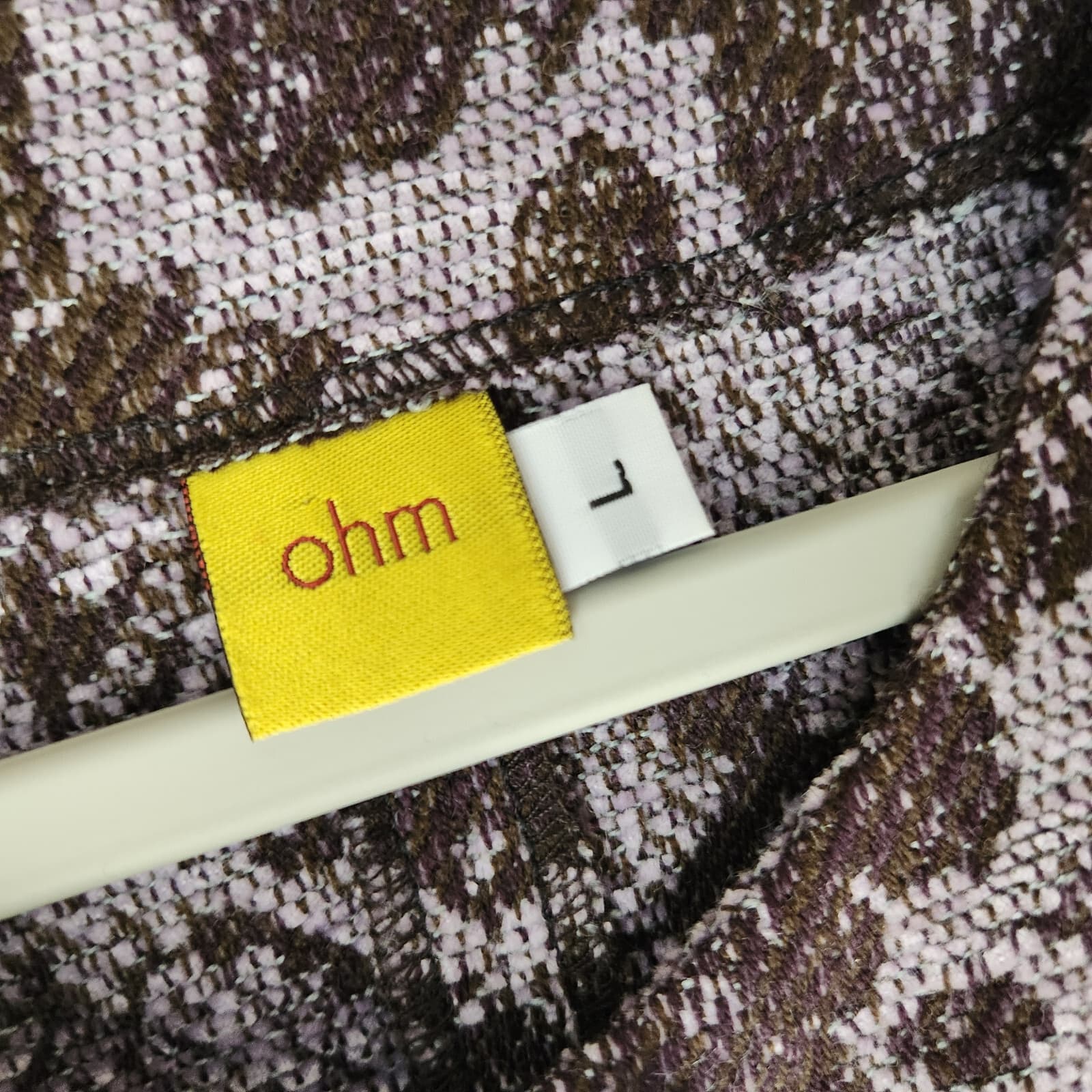 ohm Wool Blend Floral Jacquard Long-Line Jacket Snap Purple Brown Women's L USA - Thumbnail 9
