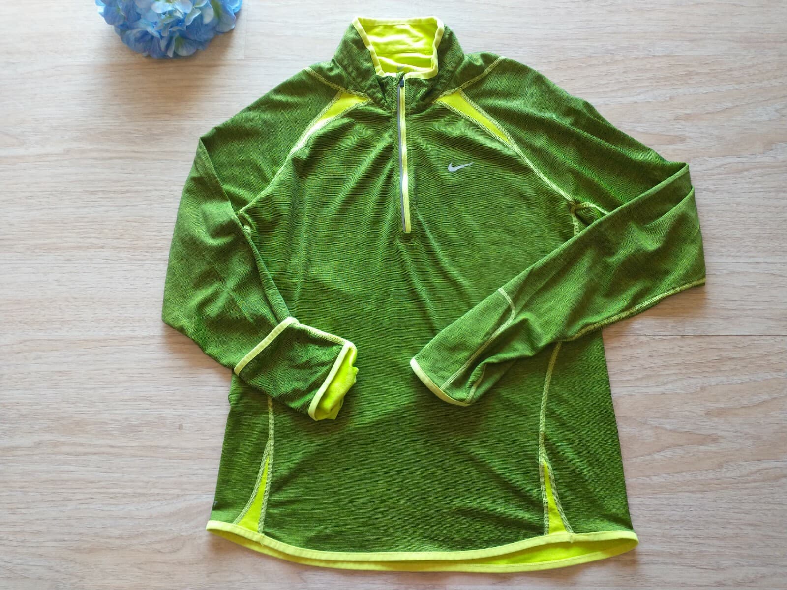 Nike Dri-Fit Women Running Element Pullover Top 1/4Zip Long Sleeve Green Sz.L - Thumbnail 2