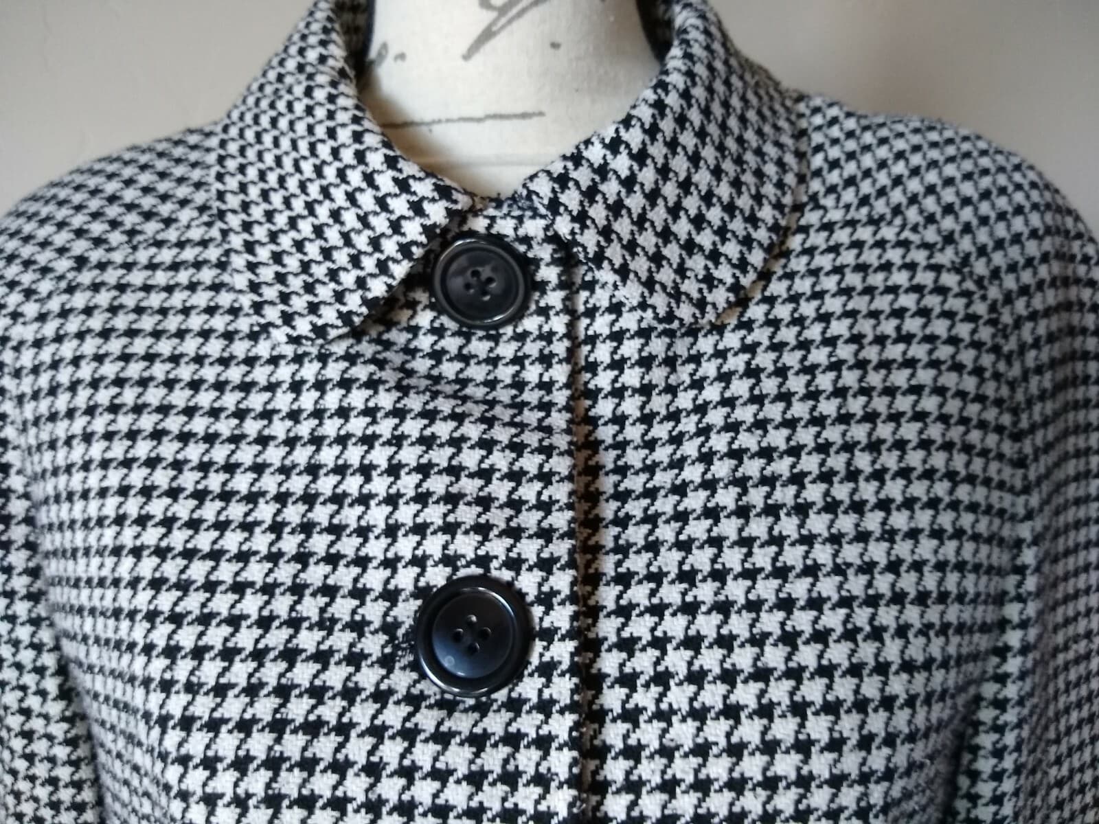 BARRIE PACE Women 100% Silk Tweed Blazer Button-up Lined Black White Sz.8 - Thumbnail 3