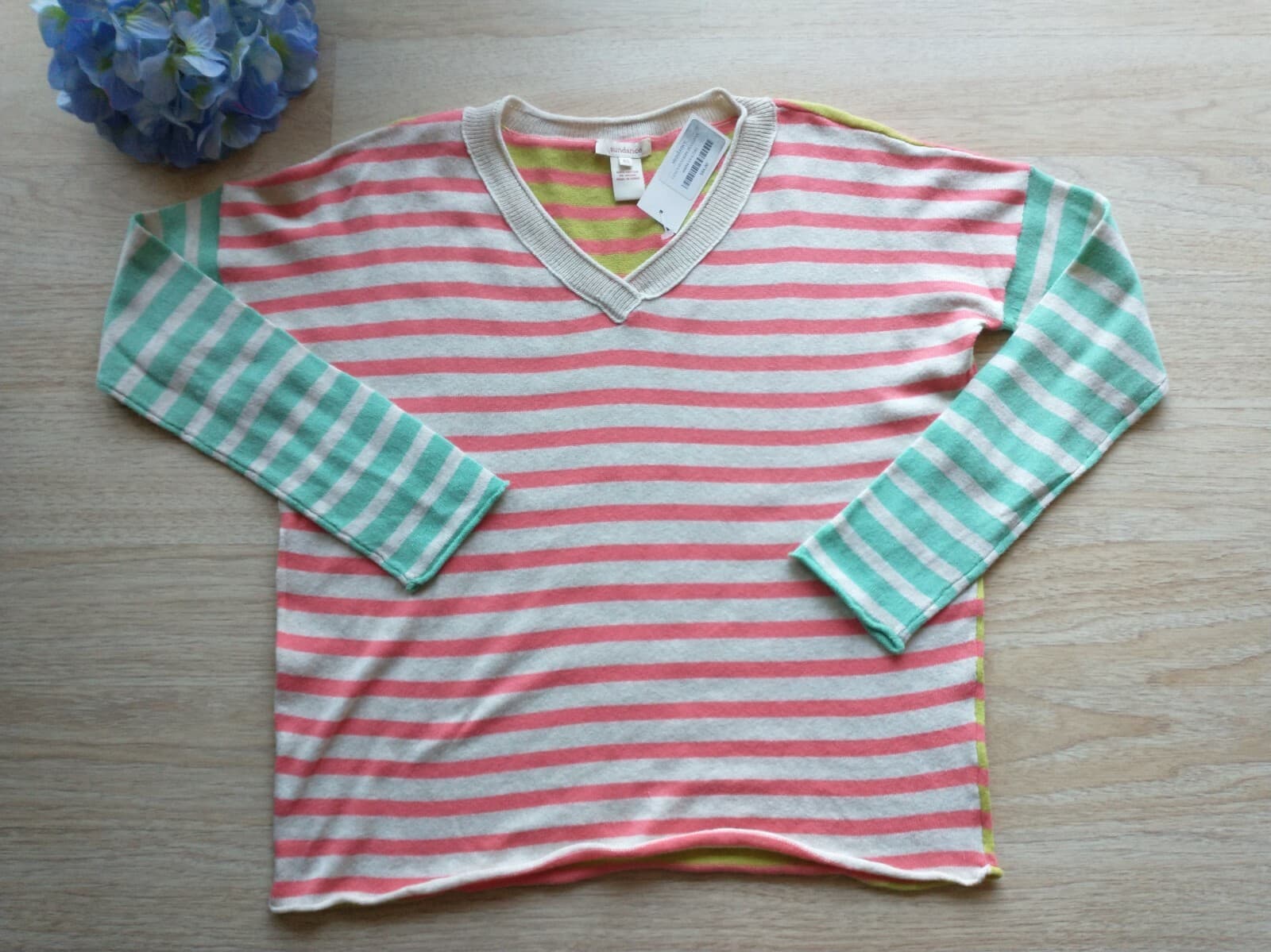 NWT Sundance Languid Stripe Pullover Sweater Cotton Long Sleeve V-Neck Sz.XS $88 - Thumbnail 5