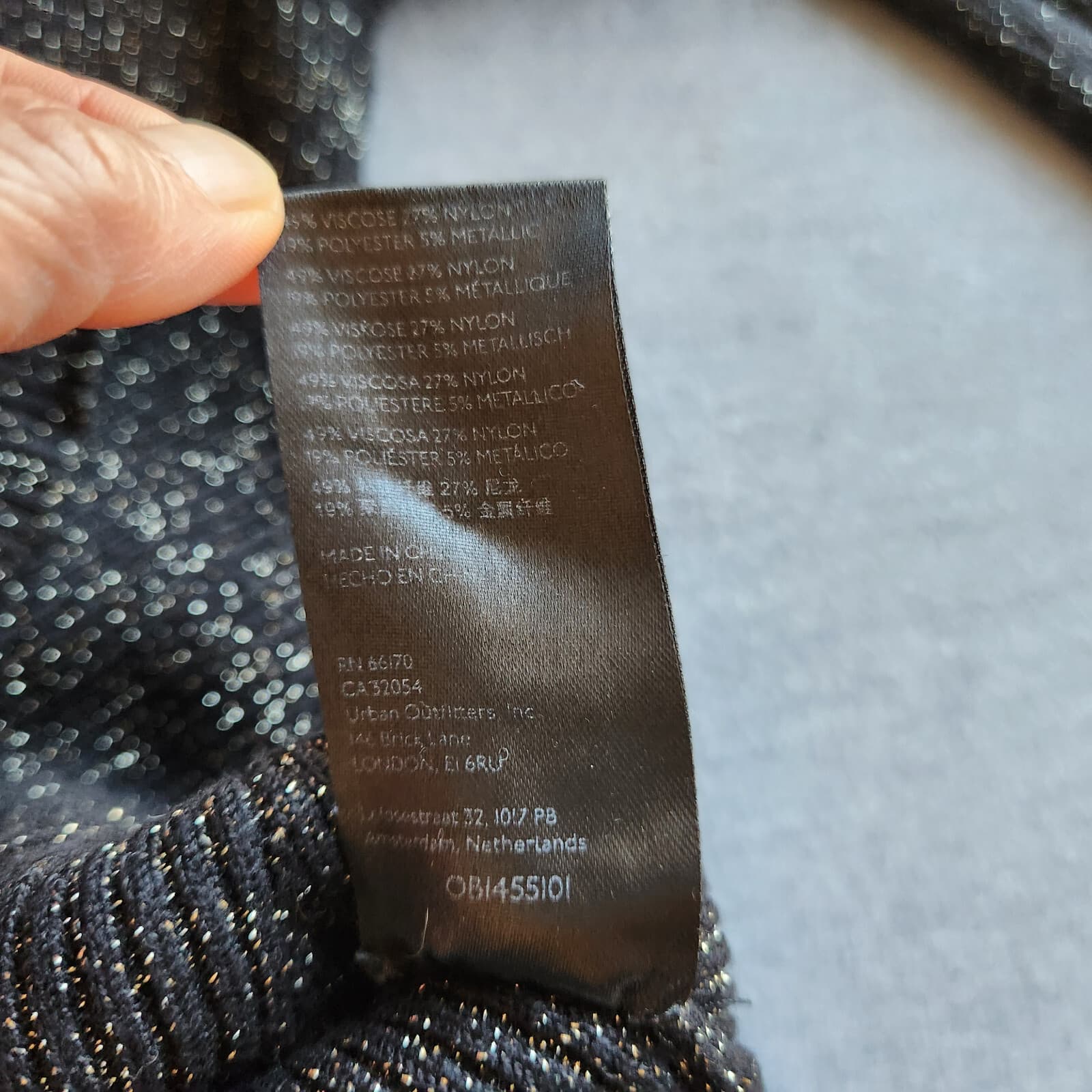 Anthropologie Sweathear Sweater Long Sleeve Ribbed Knit Metallic Black Lurex L - Thumbnail 12