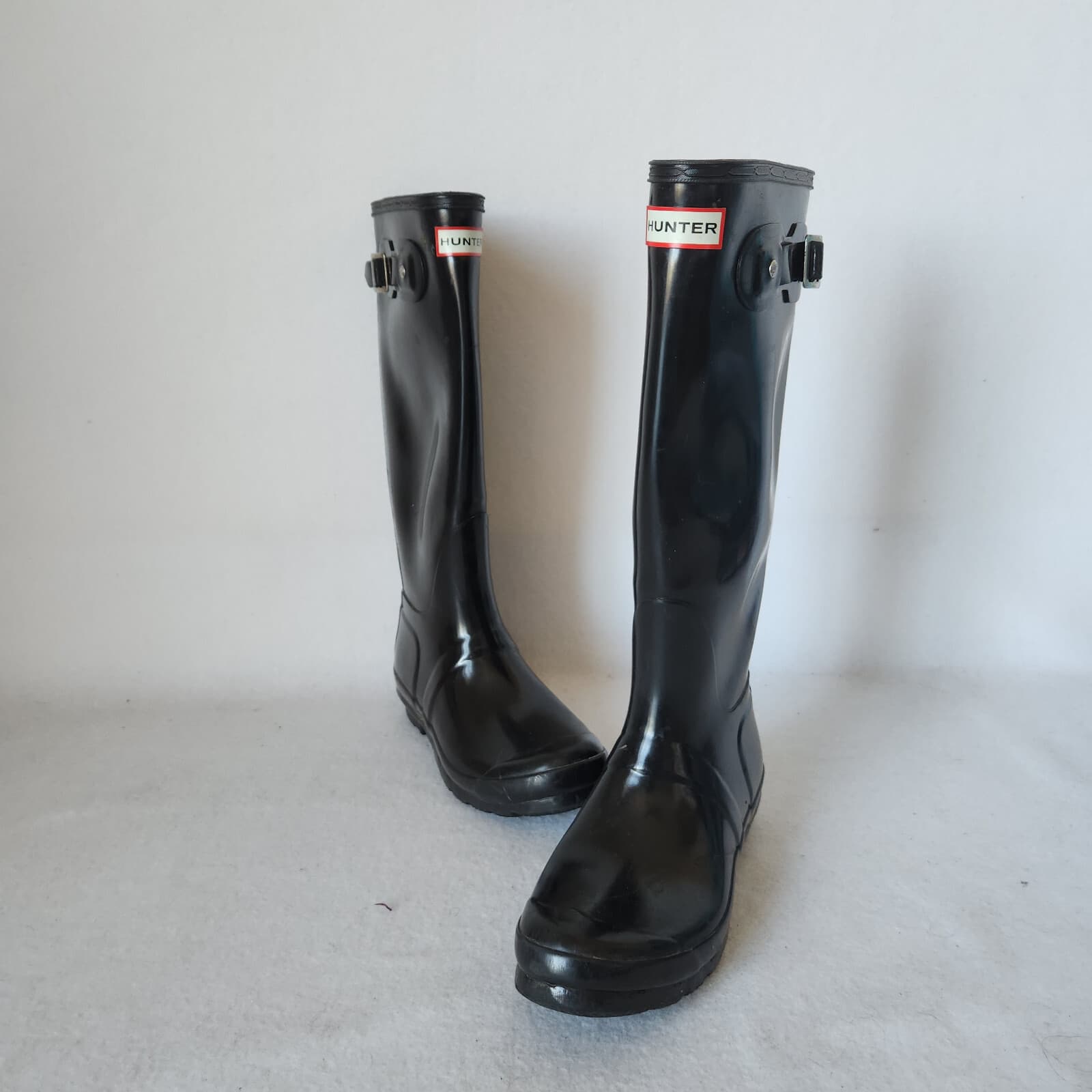HUNTER Original Tall Gloss Rain Boots Waterproof Rubber Black Unisex EU38 W7 M6 - Thumbnail 3