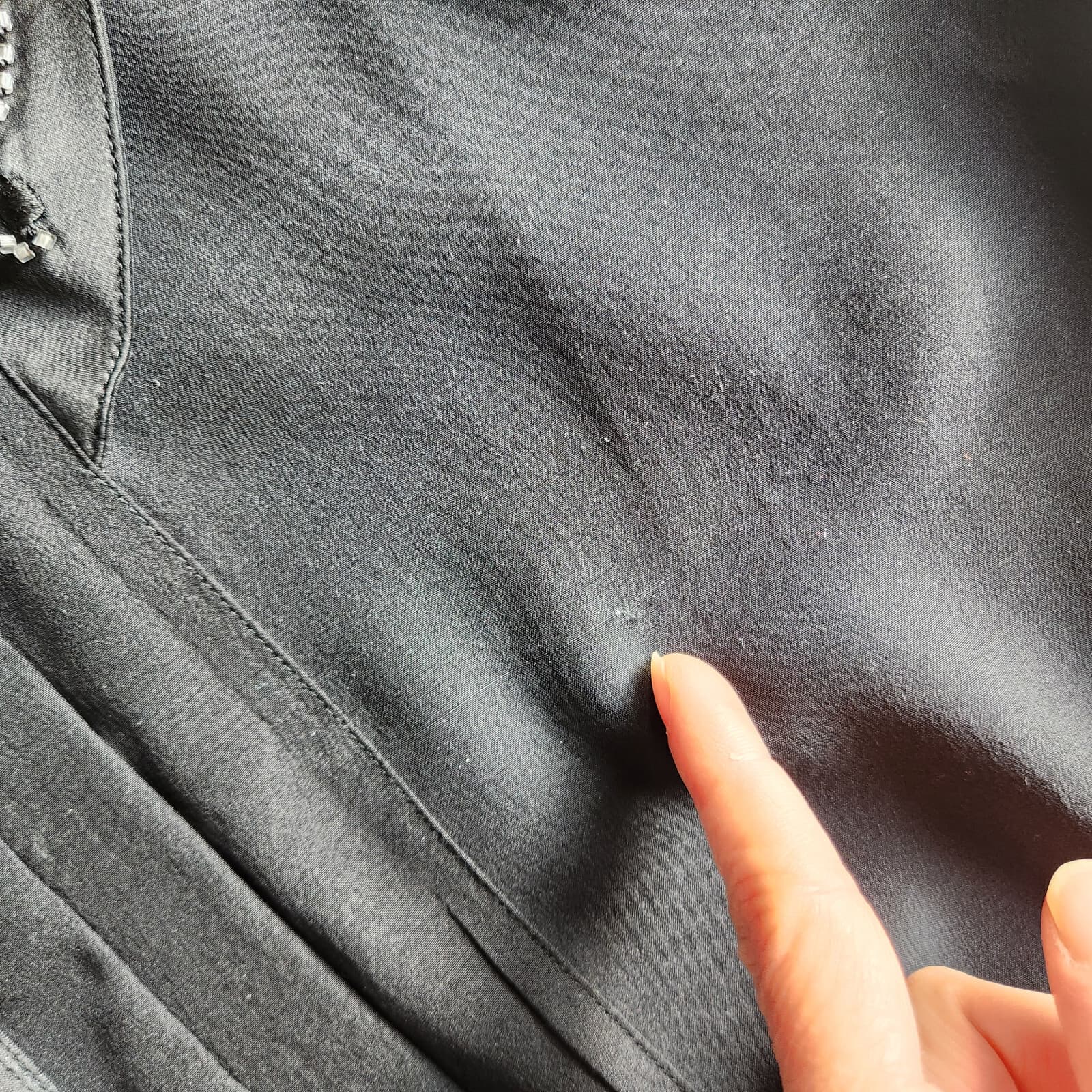 Vintage Suzelle Silk Satin Beaded Blouse High Neck Button Long Sleeve Black Sz.8 - Thumbnail 11