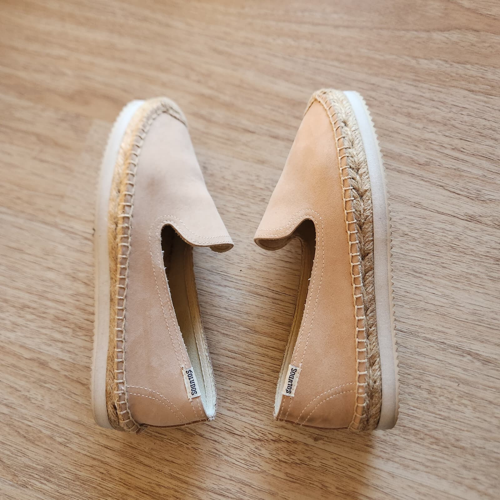 Soludos Leather Espadrilles Smoking Slipper Mix Sole Cap Platform Beige US6.5 - Thumbnail 10