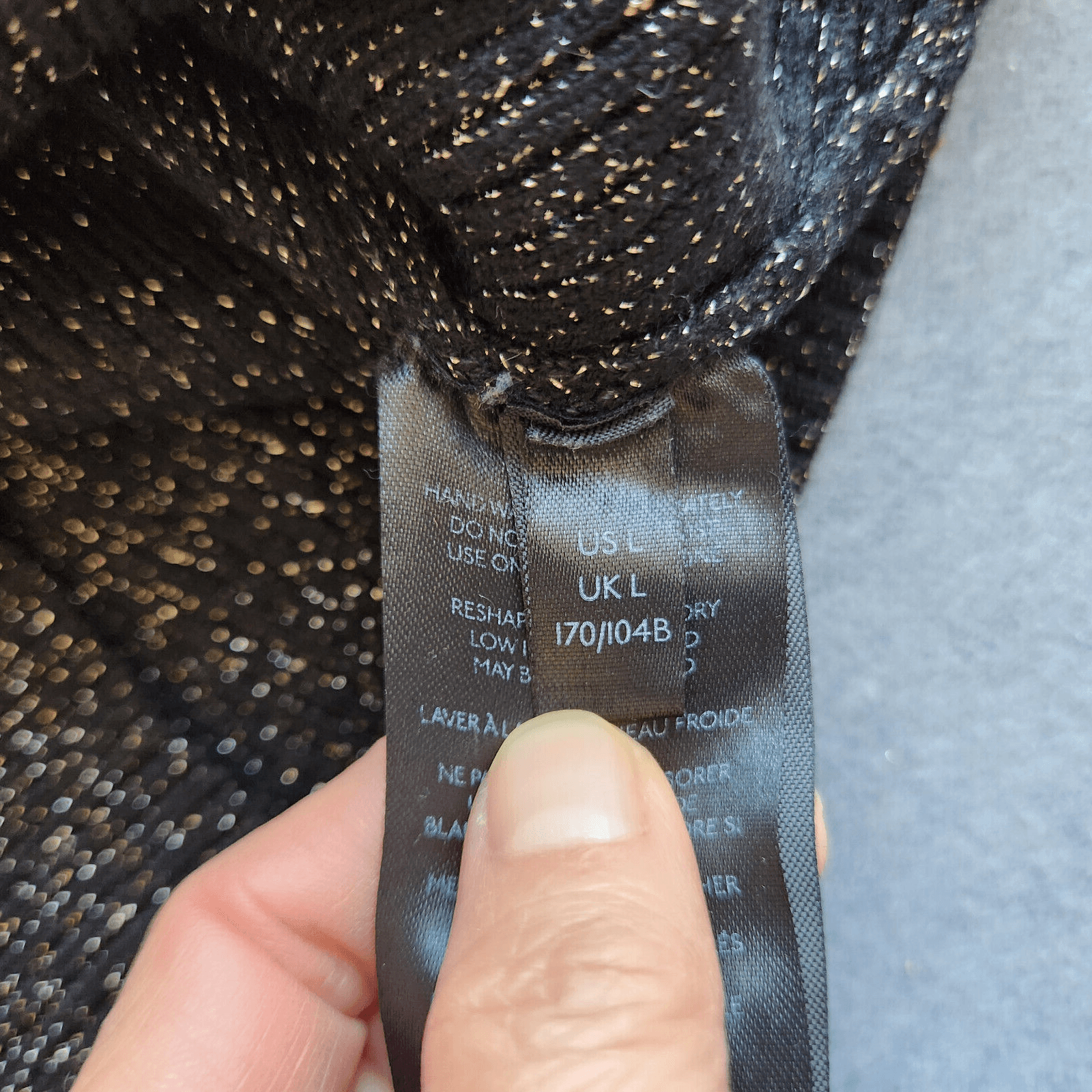 Anthropologie Sweathear Sweater Long Sleeve Ribbed Knit Metallic Black Lurex L - Thumbnail 10