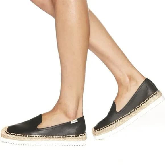 Soludos Leather Espadrilles Smoking Slipper Mix Sole Cap Platform Beige US6.5 - Thumbnail 3