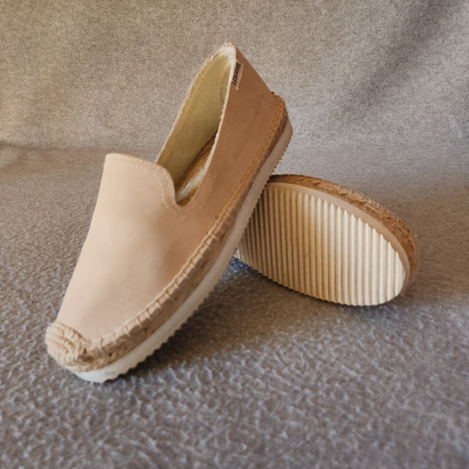 Soludos Leather Espadrilles Smoking Slipper Mix Sole Cap Platform Beige US6.5 - Thumbnail 5