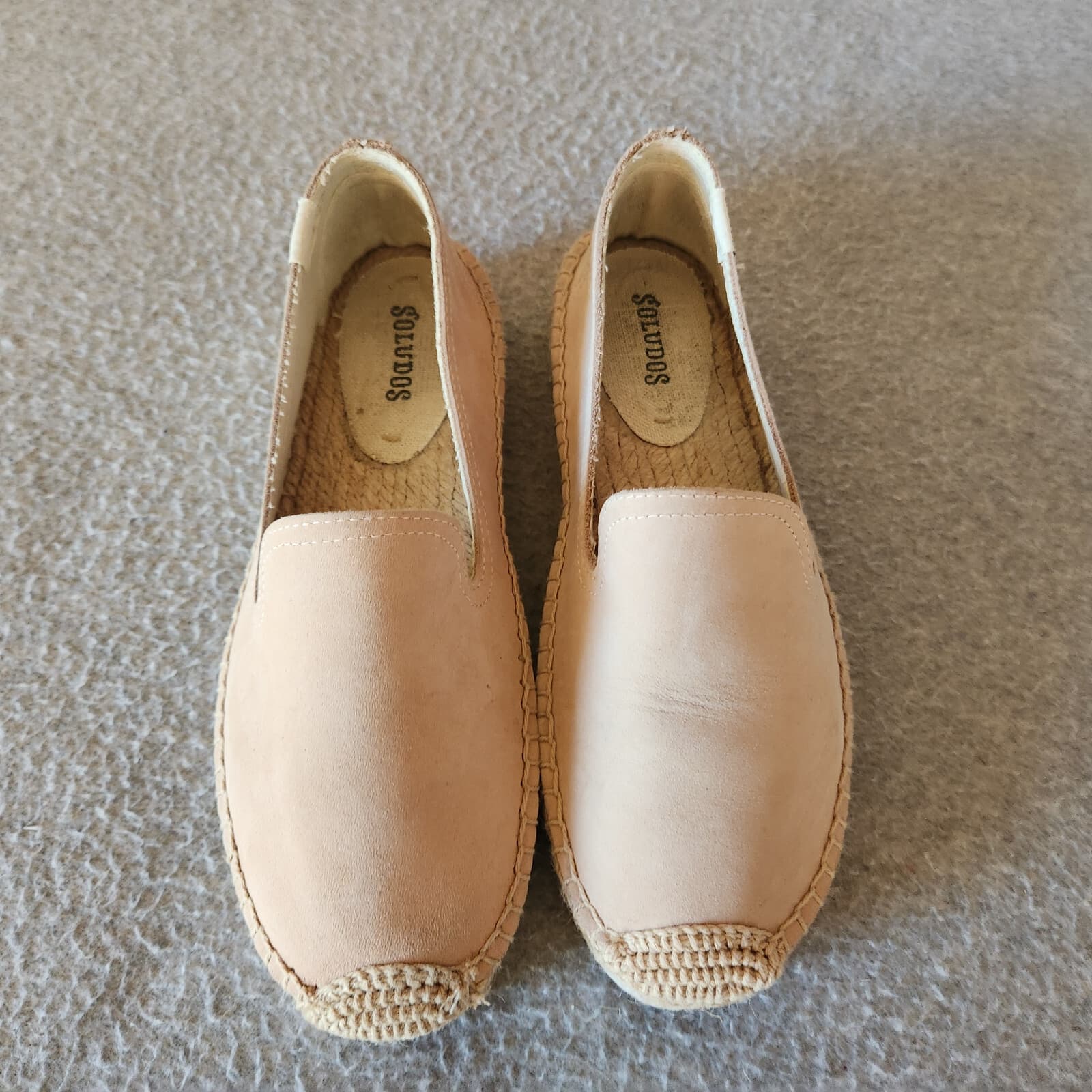 Soludos Leather Espadrilles Smoking Slipper Mix Sole Cap Platform Beige US6.5 - Thumbnail 7