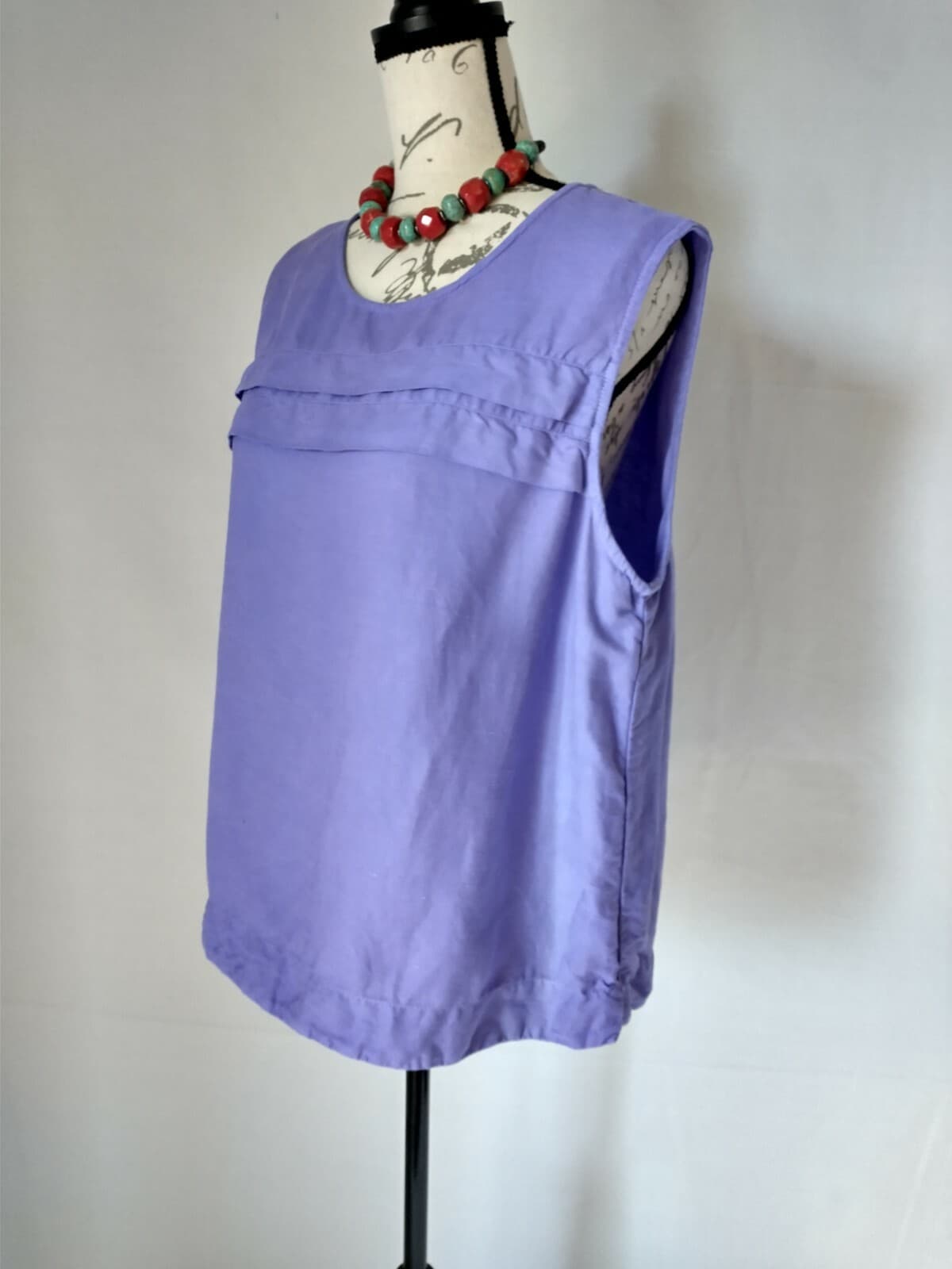Cut Loose Linen Blend Tunic Top Sleeveless Scoop Neck Purple Women Sz.XL - Thumbnail 2