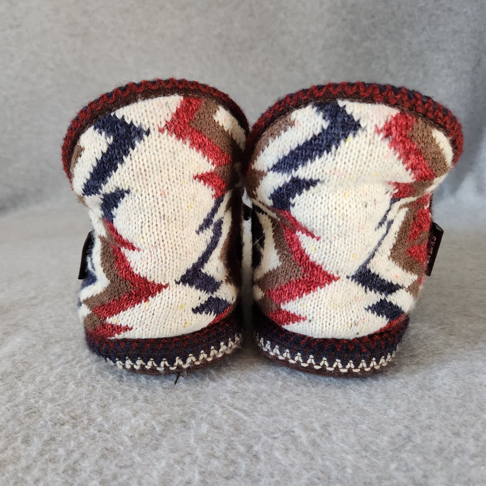 MUK LUKS Amira Fuzzy Fair Isle Cable Knit Bootie Slipper Fleece Lined Sz.US9-10 - Thumbnail 10