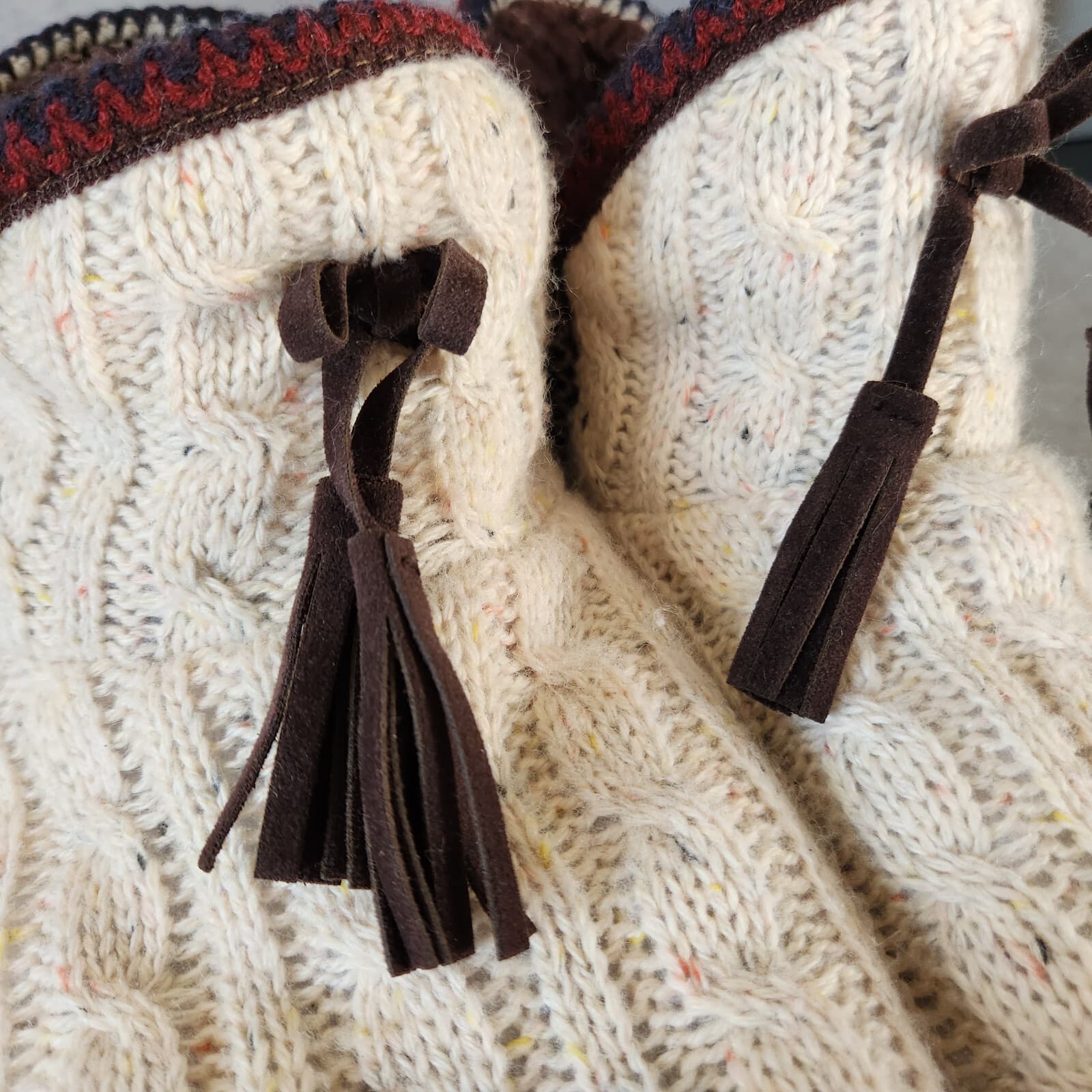 MUK LUKS Amira Fuzzy Fair Isle Cable Knit Bootie Slipper Fleece Lined Sz.US9-10 - Thumbnail 13