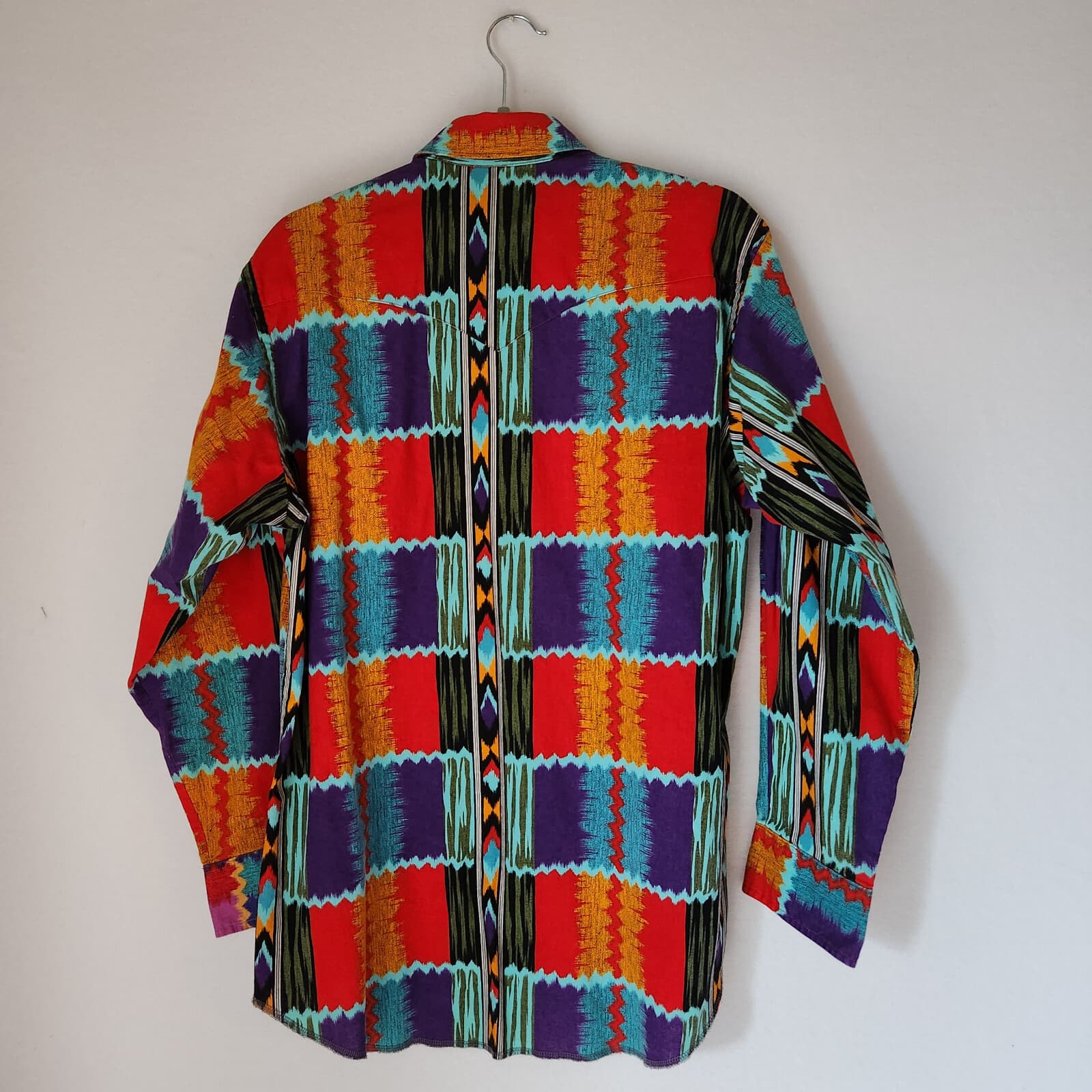 Vintage Wrangler USA Brushpoper Western Cowboy Shirt Button 16-35 X-Long Tail - Thumbnail 3